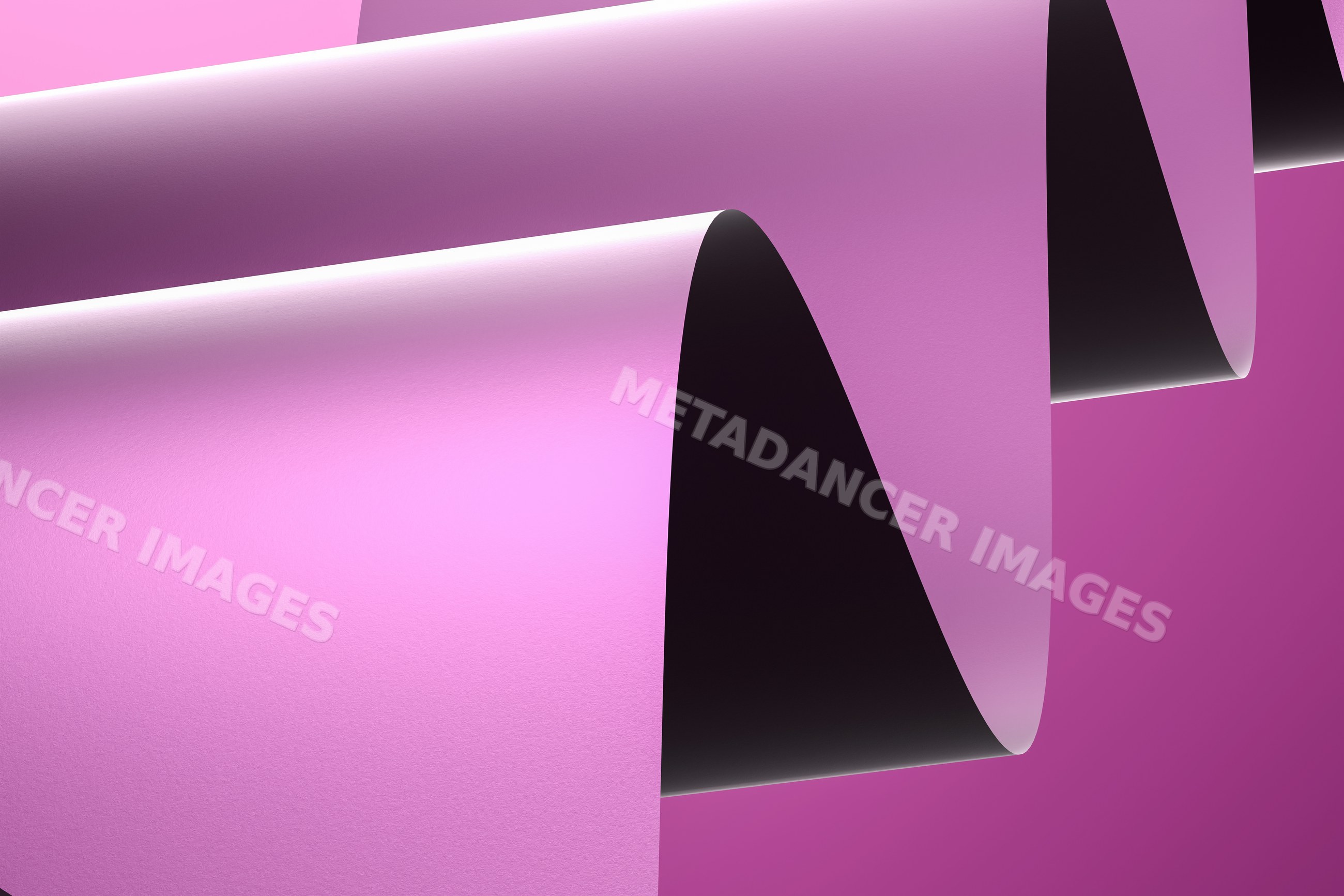 Abstract pink folded paper curves with smooth artistic shapes