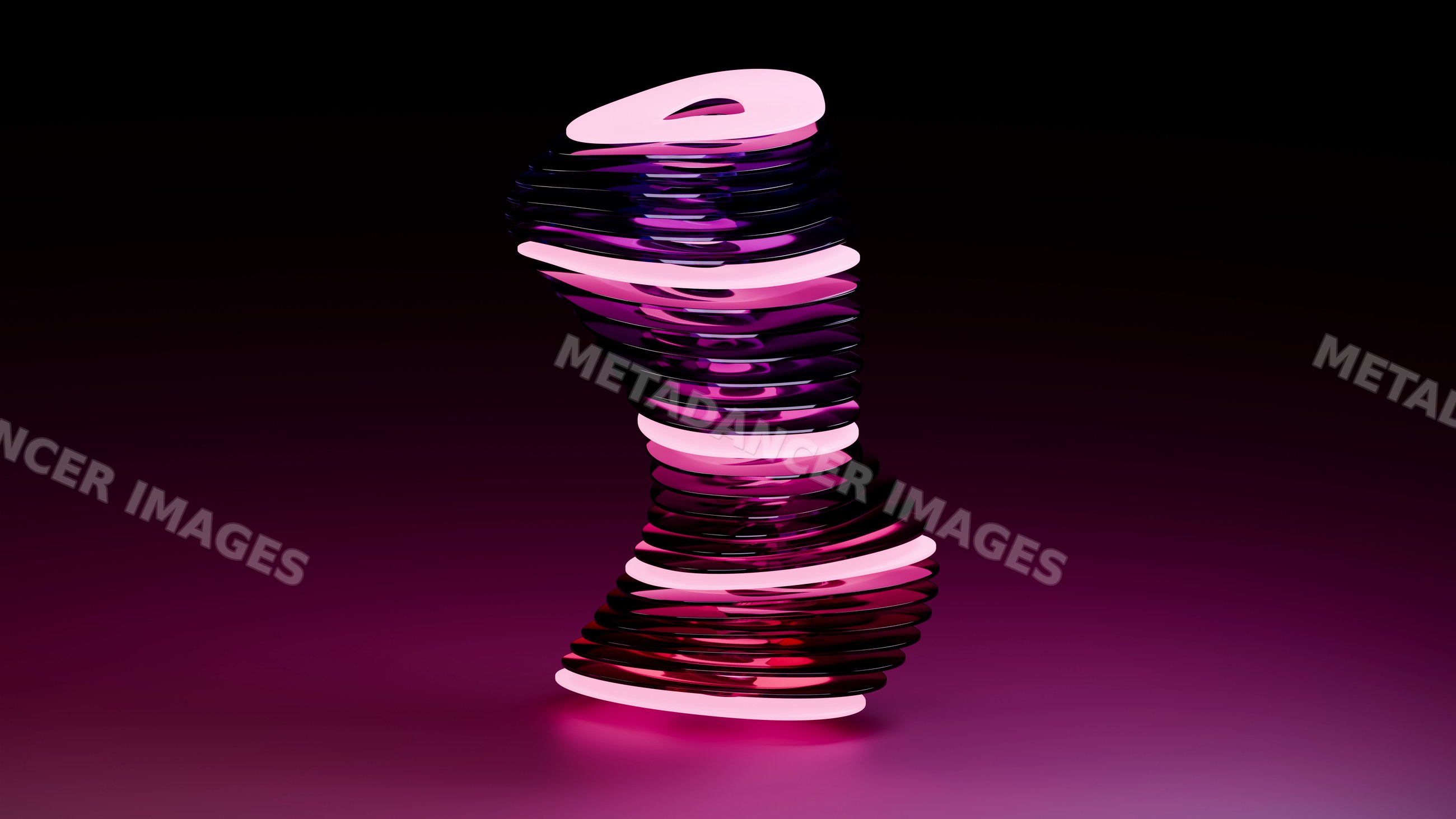 Abstract digital sculpture with stacked pink and purple layers