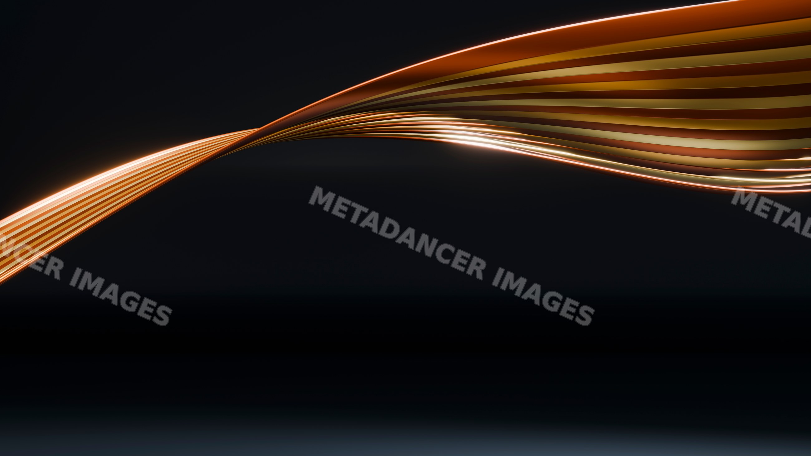 Abstract digital orange wave with flowing curved lines