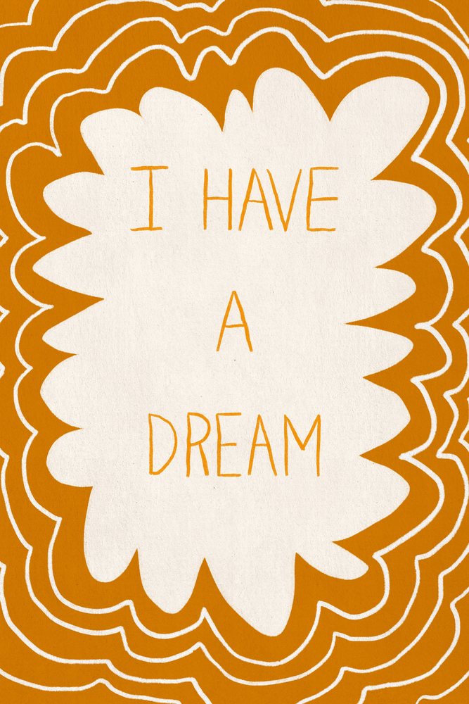 Illustration featuring a hopeful phrase with decorative orange border