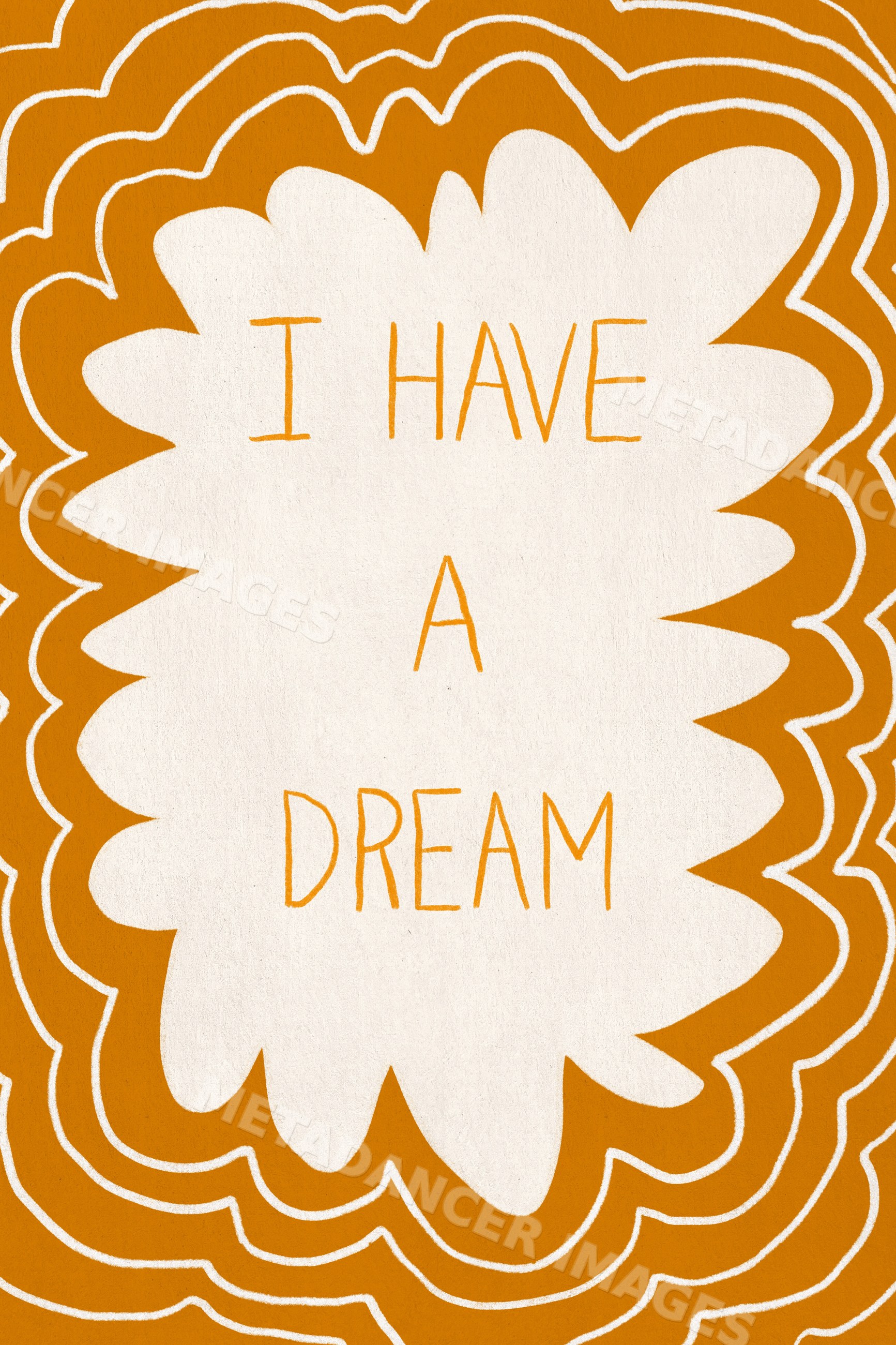 Illustration featuring a hopeful phrase with decorative orange border