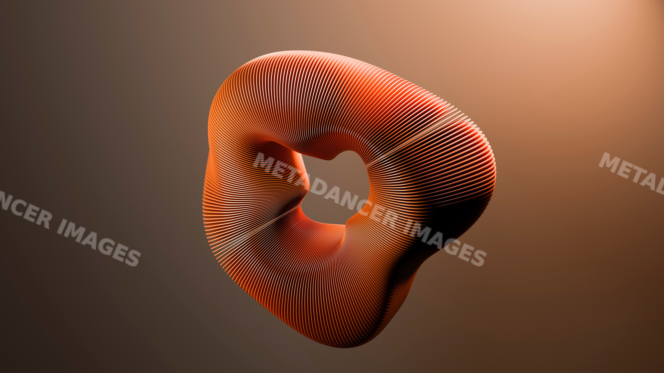 3d digital abstract sculpture with curved orange lines