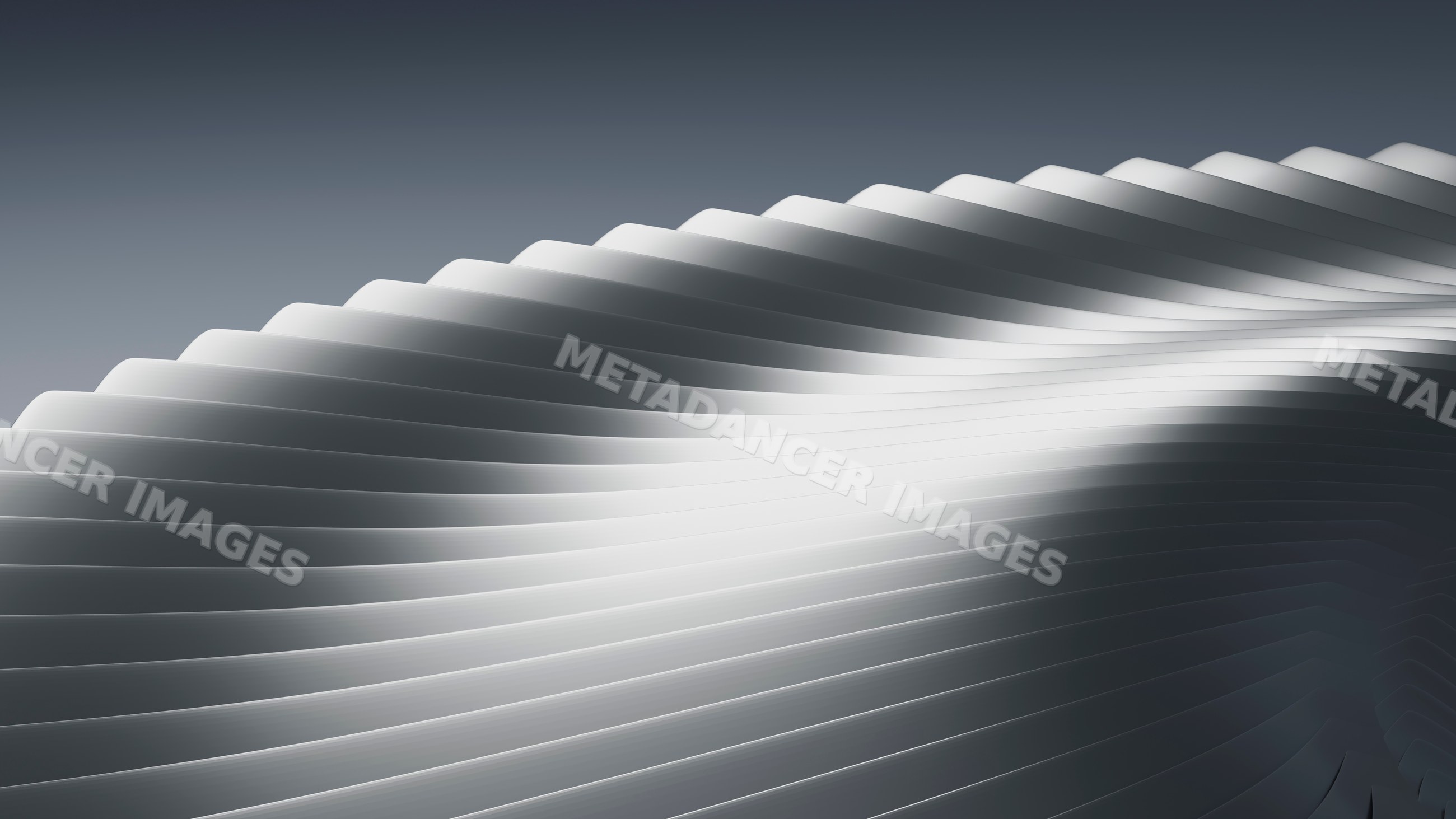 Abstract wave-shaped curved layers with smooth gray gradient