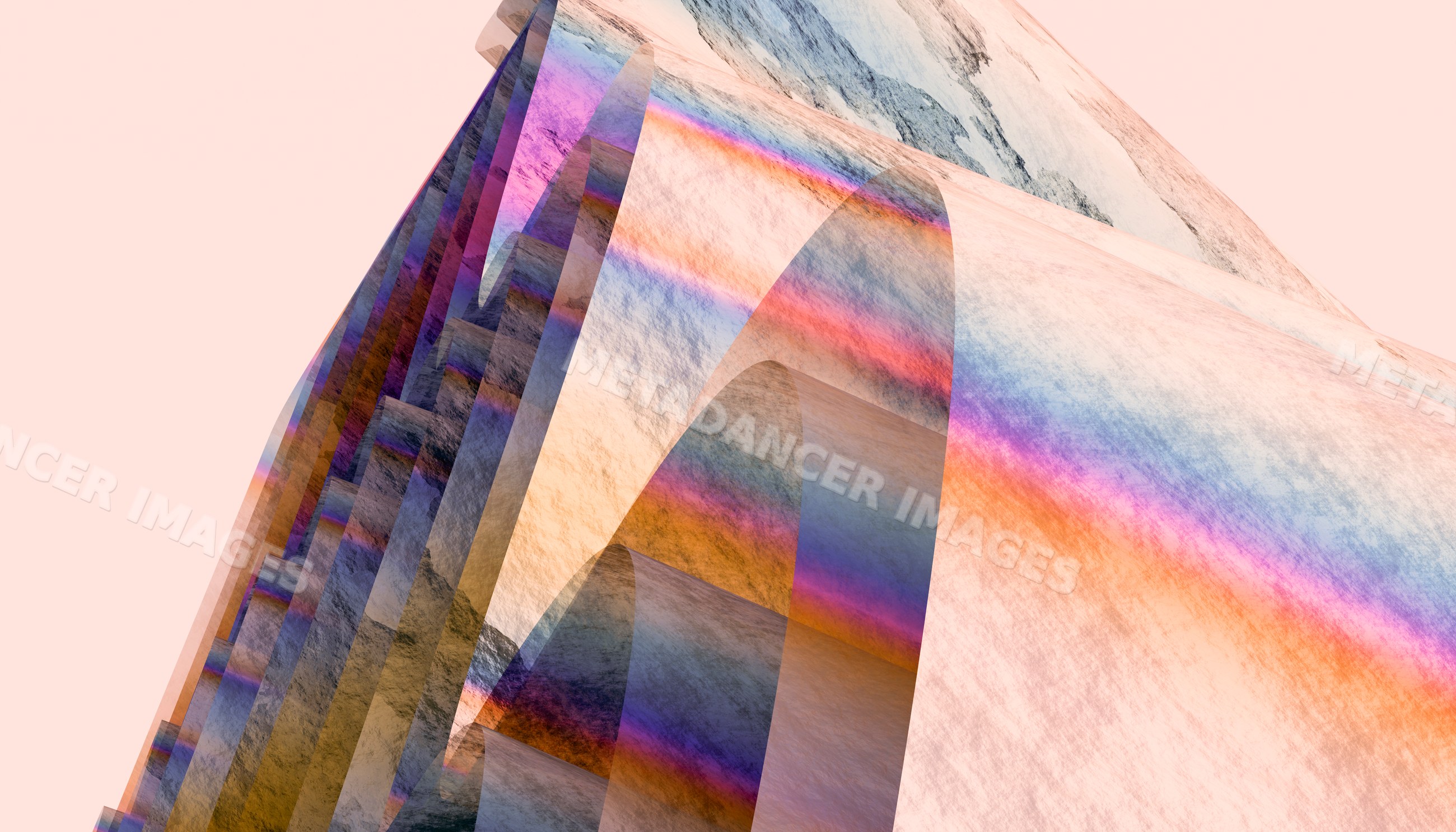 Abstract digital art of overlapping arches with colorful gradient