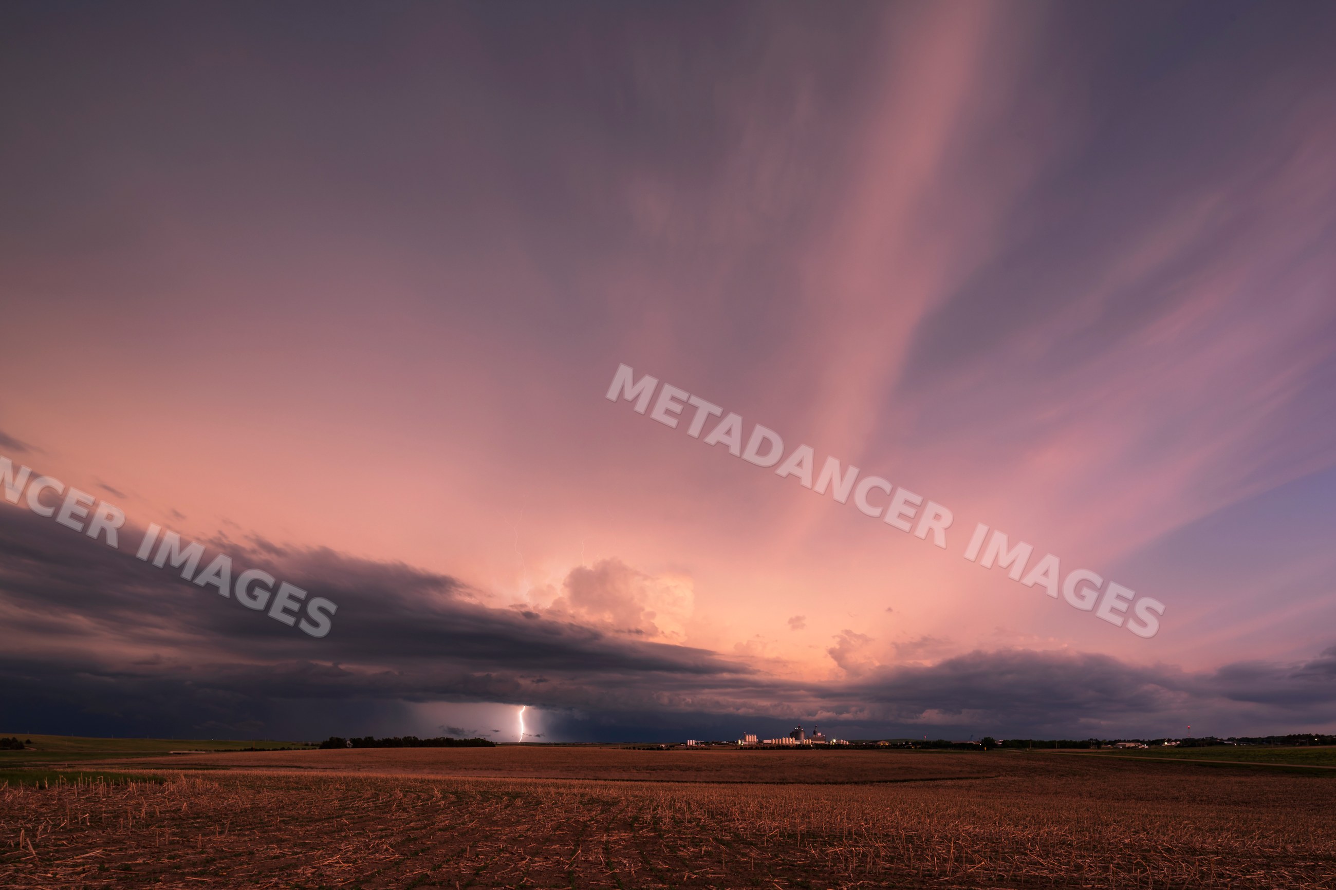 Storm with lightning over plains near winner, south dakota