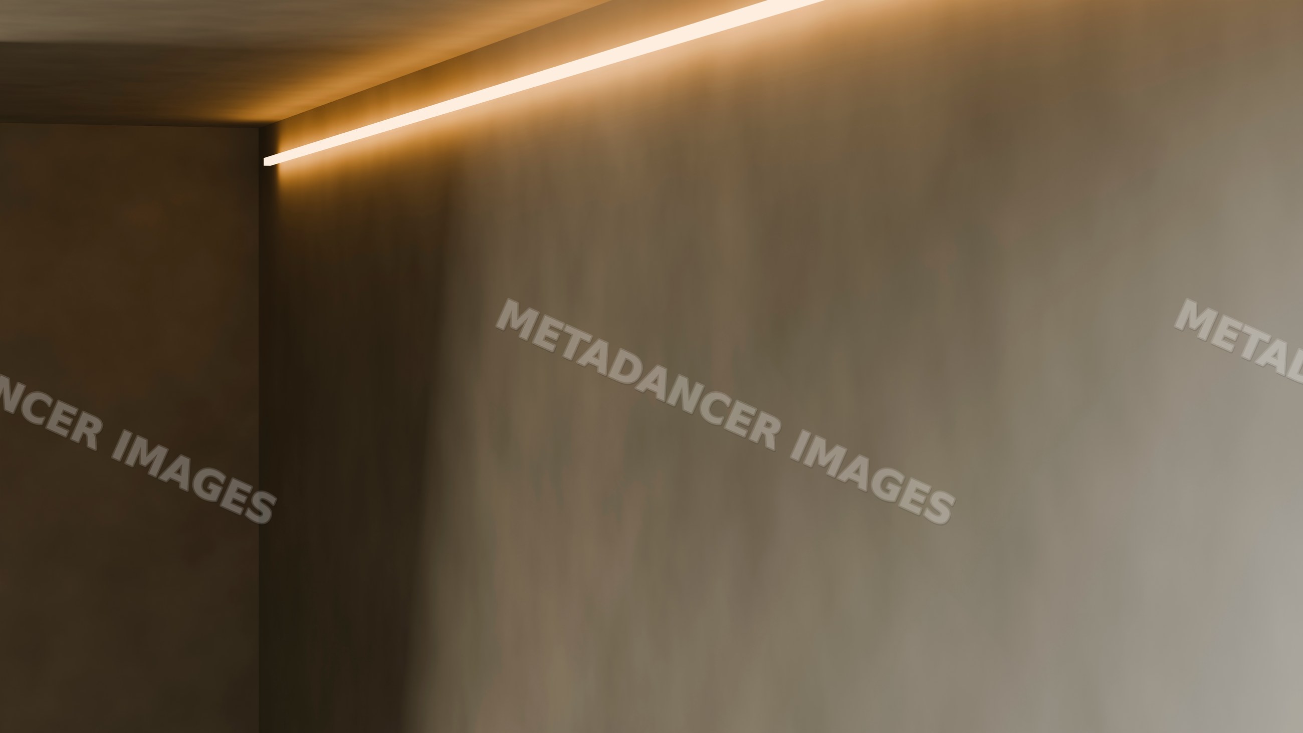 Modern empty room corner with ambient ceiling lighting