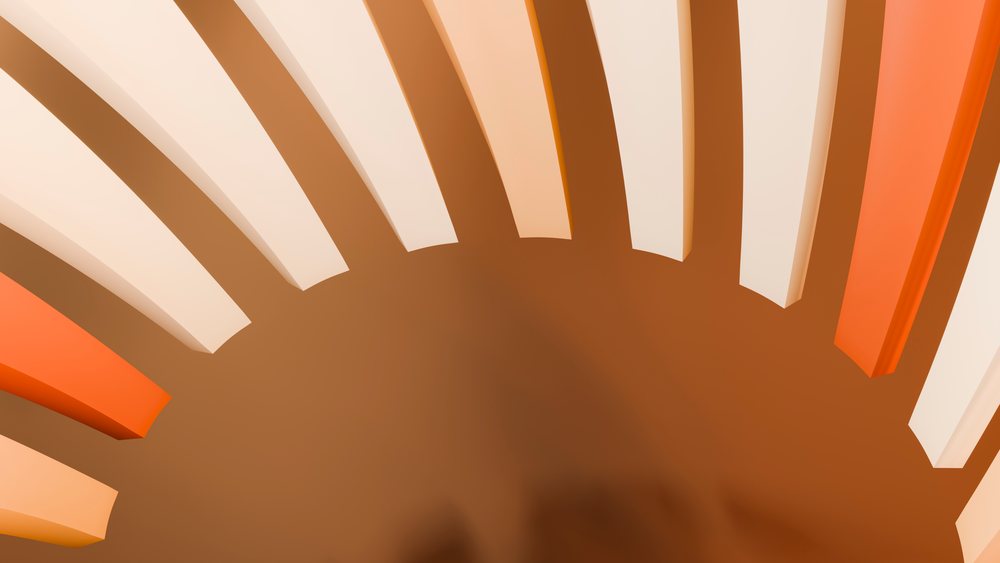 Abstract geometric three-dimensional bars with orange and brown colors