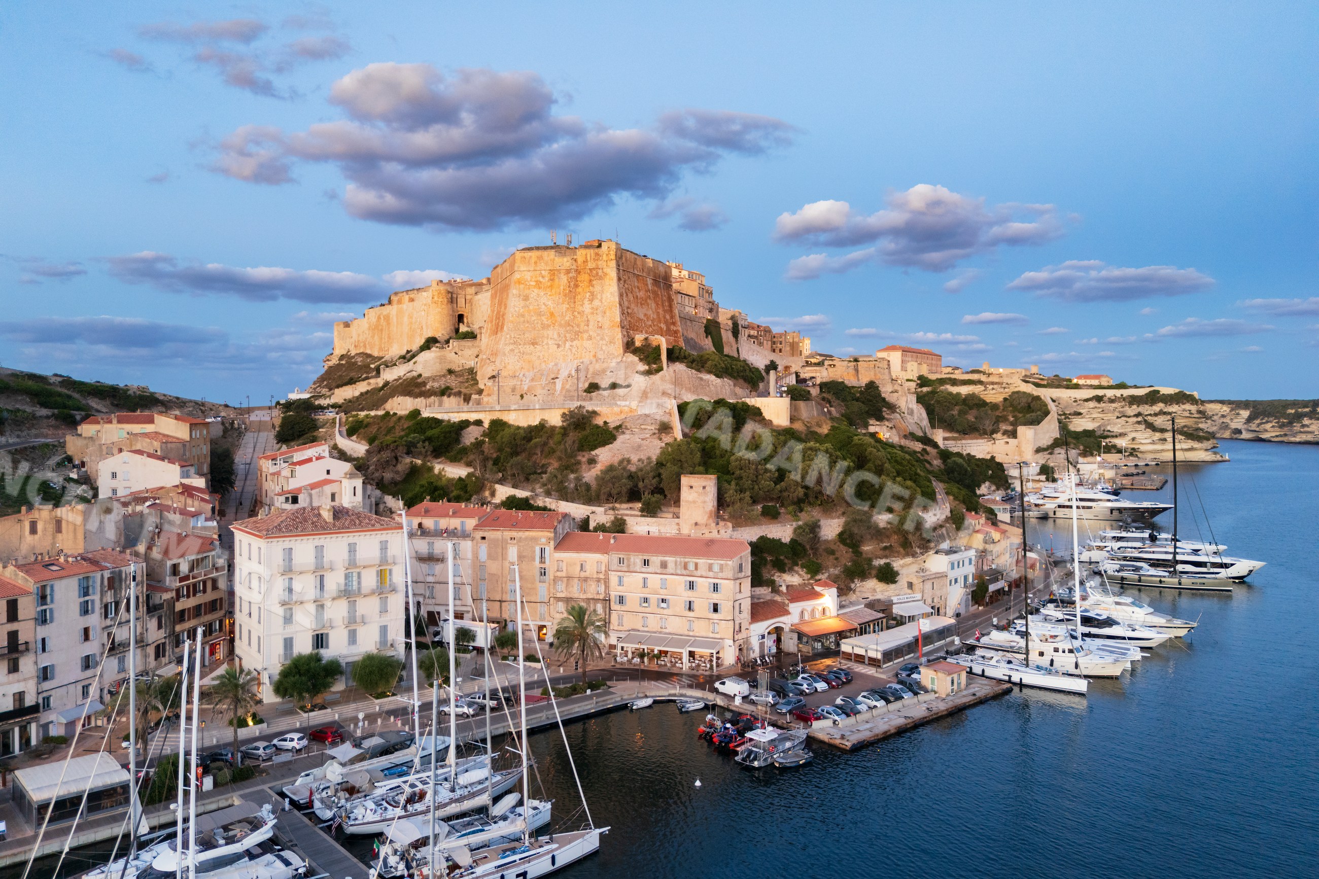 Harbour and Citadel at Sunrise in bonifacio corsica france
