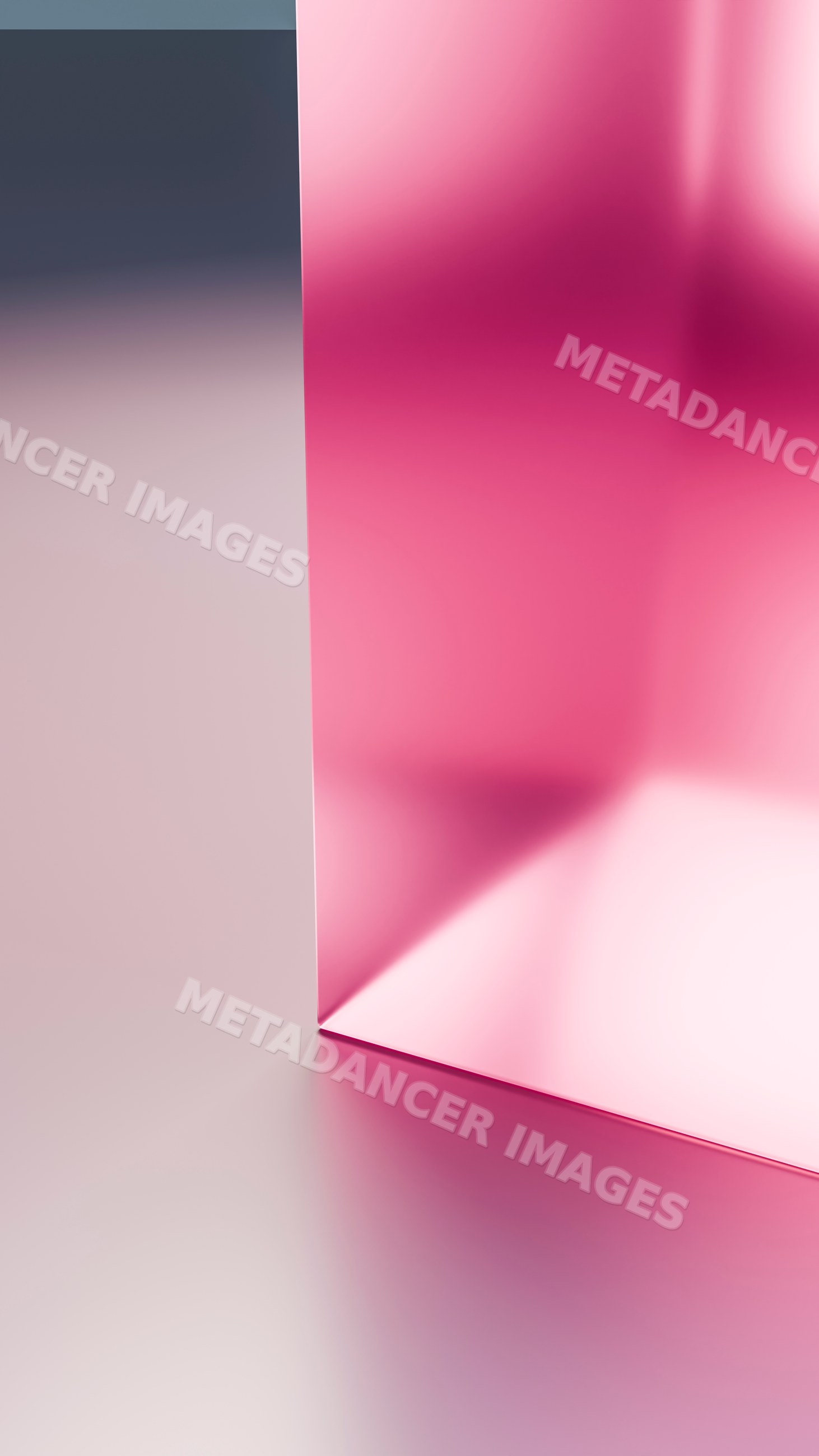 Pink translucent cube with glossy reflective surface