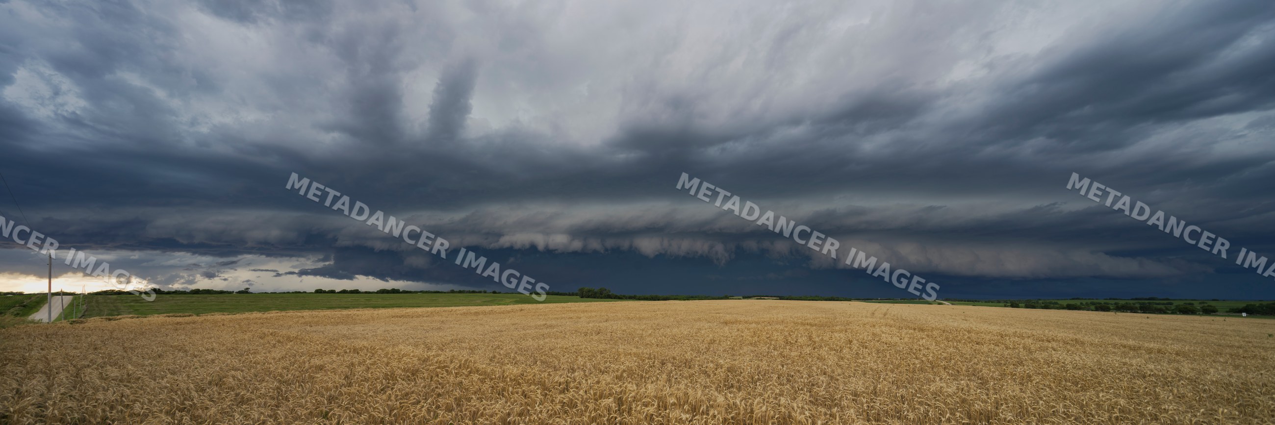 Supercell storm approaching wheat field