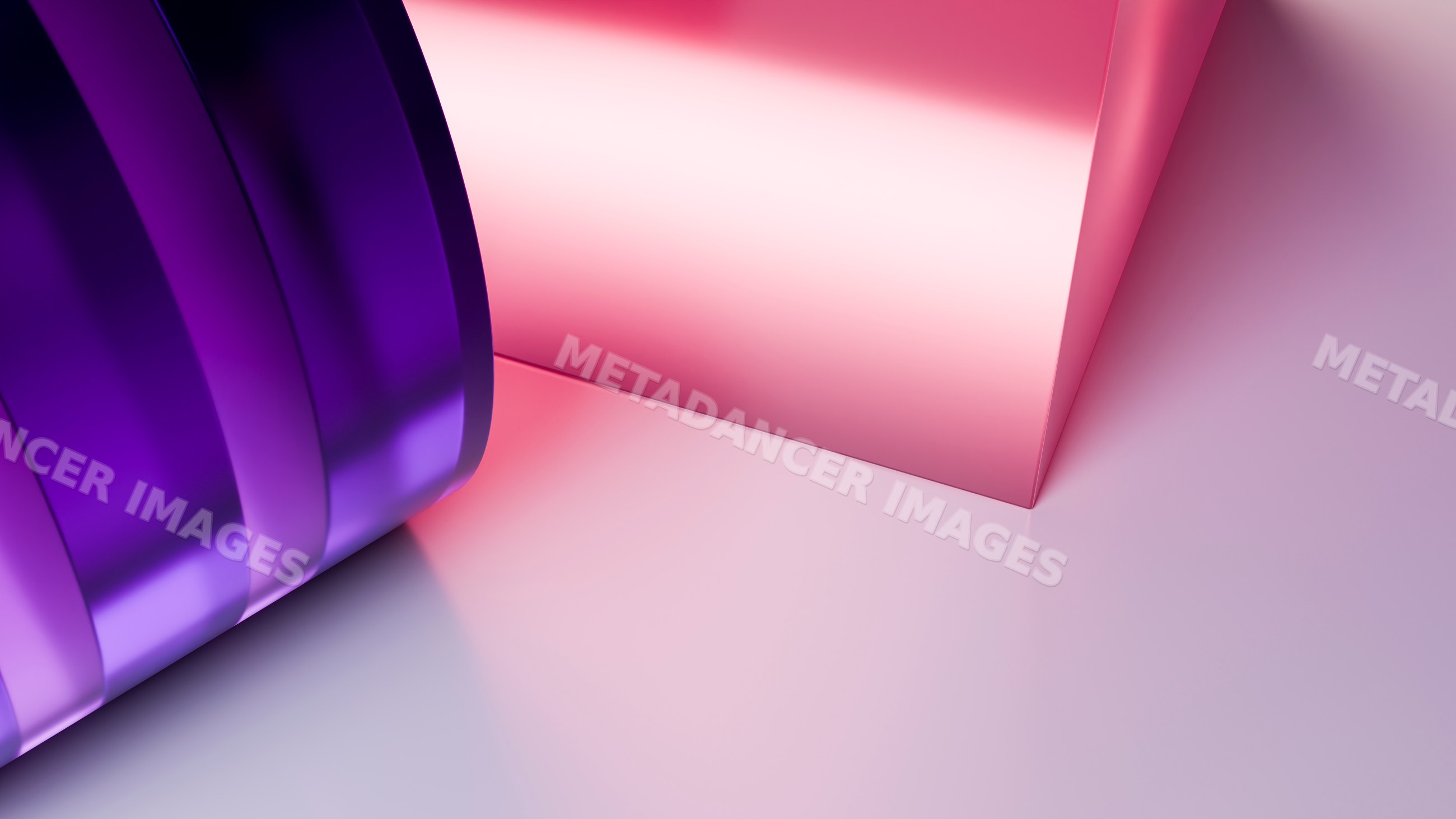 Abstract 3d illustration of purple cylinder and pink rectangular prism