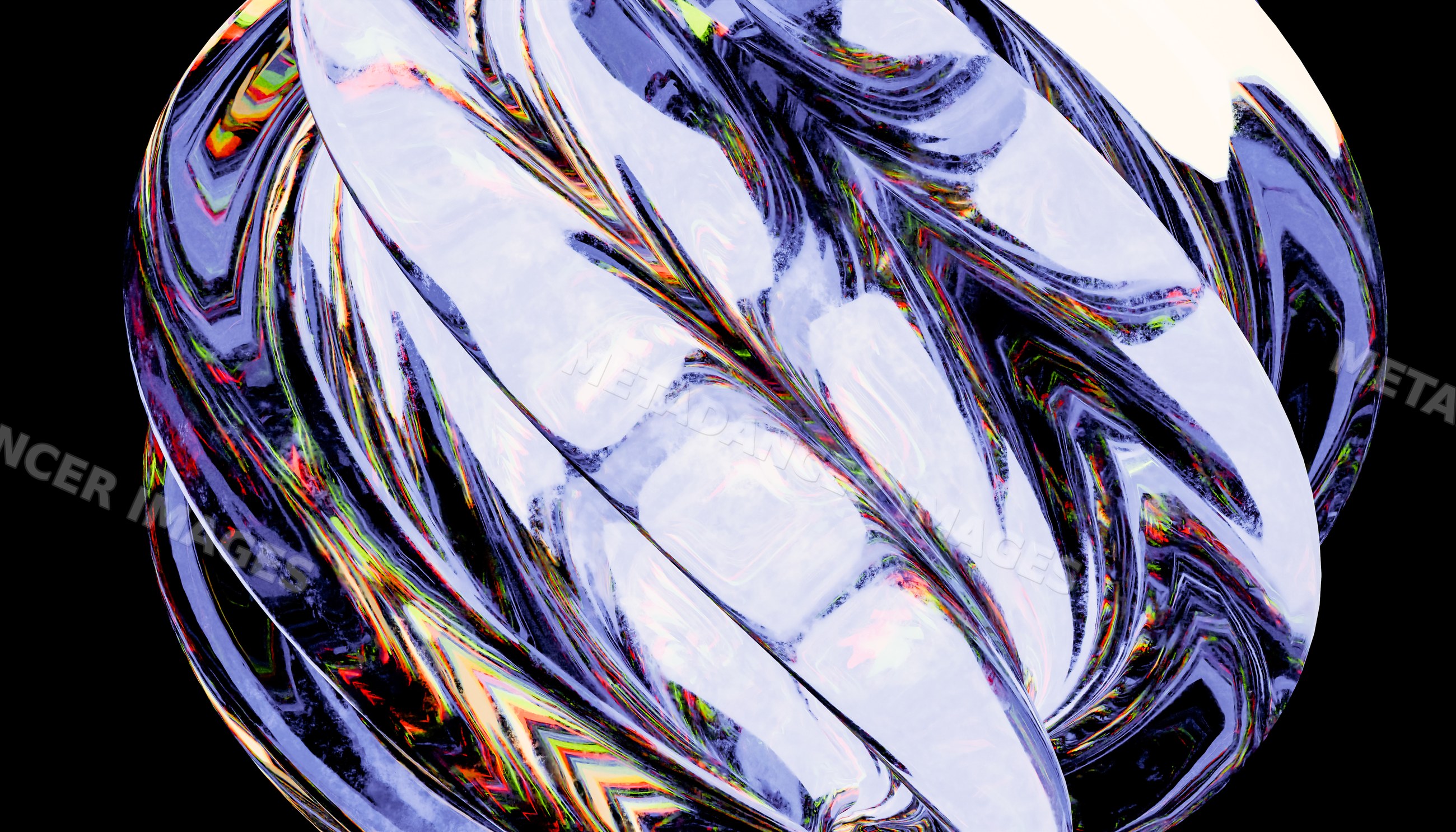 Abstract colorful swirling 3d render on black background