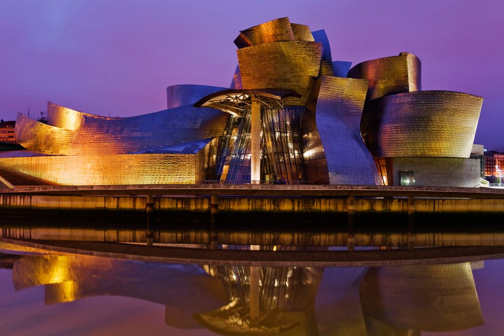 Guggenheim museum with evening reflections Spain