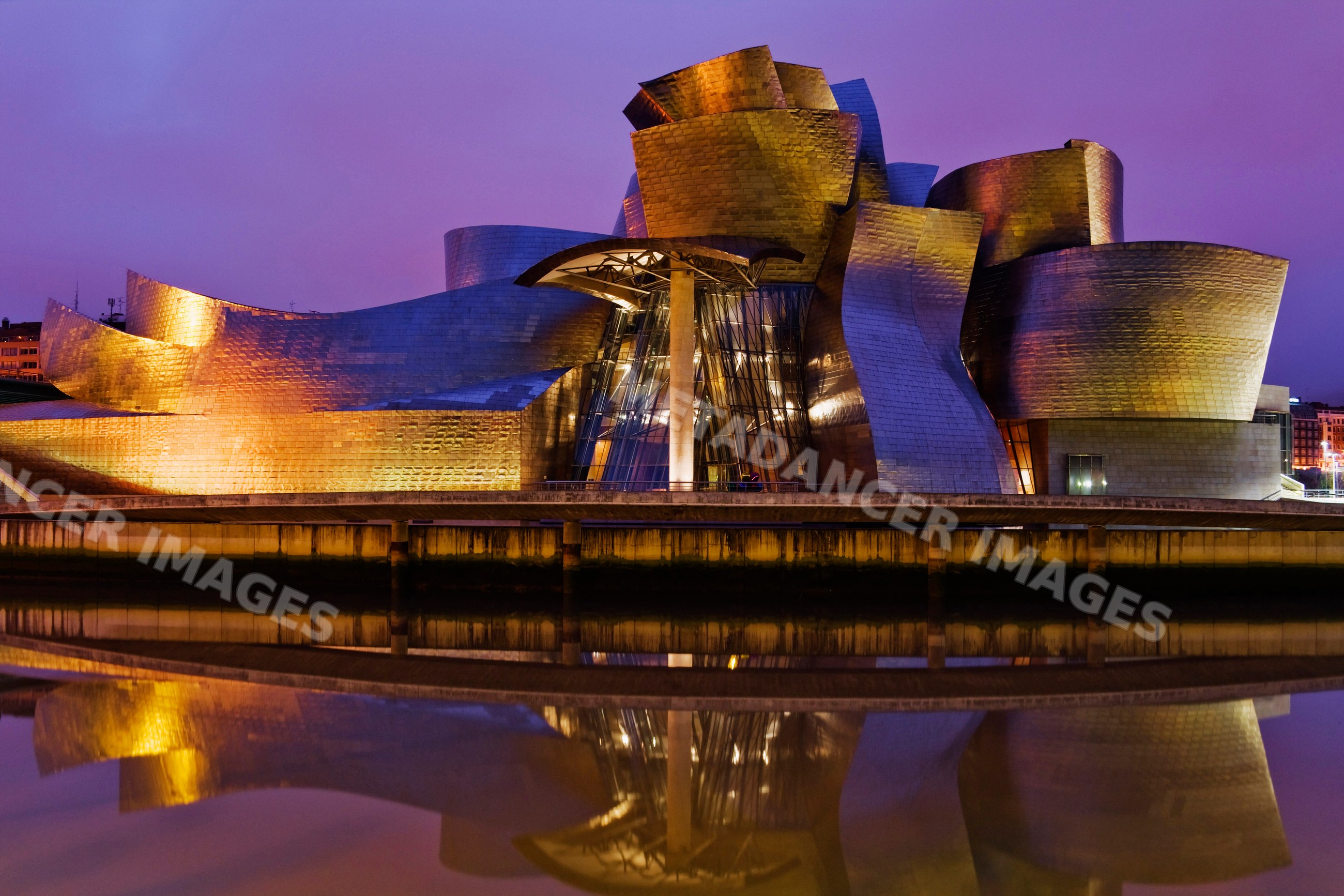 Guggenheim museum with evening reflections Spain