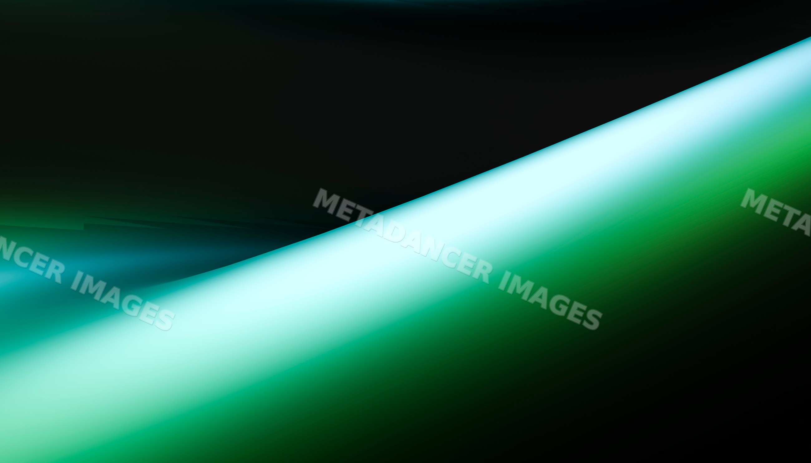 Light beam with green and blue gradients on dark abstract background