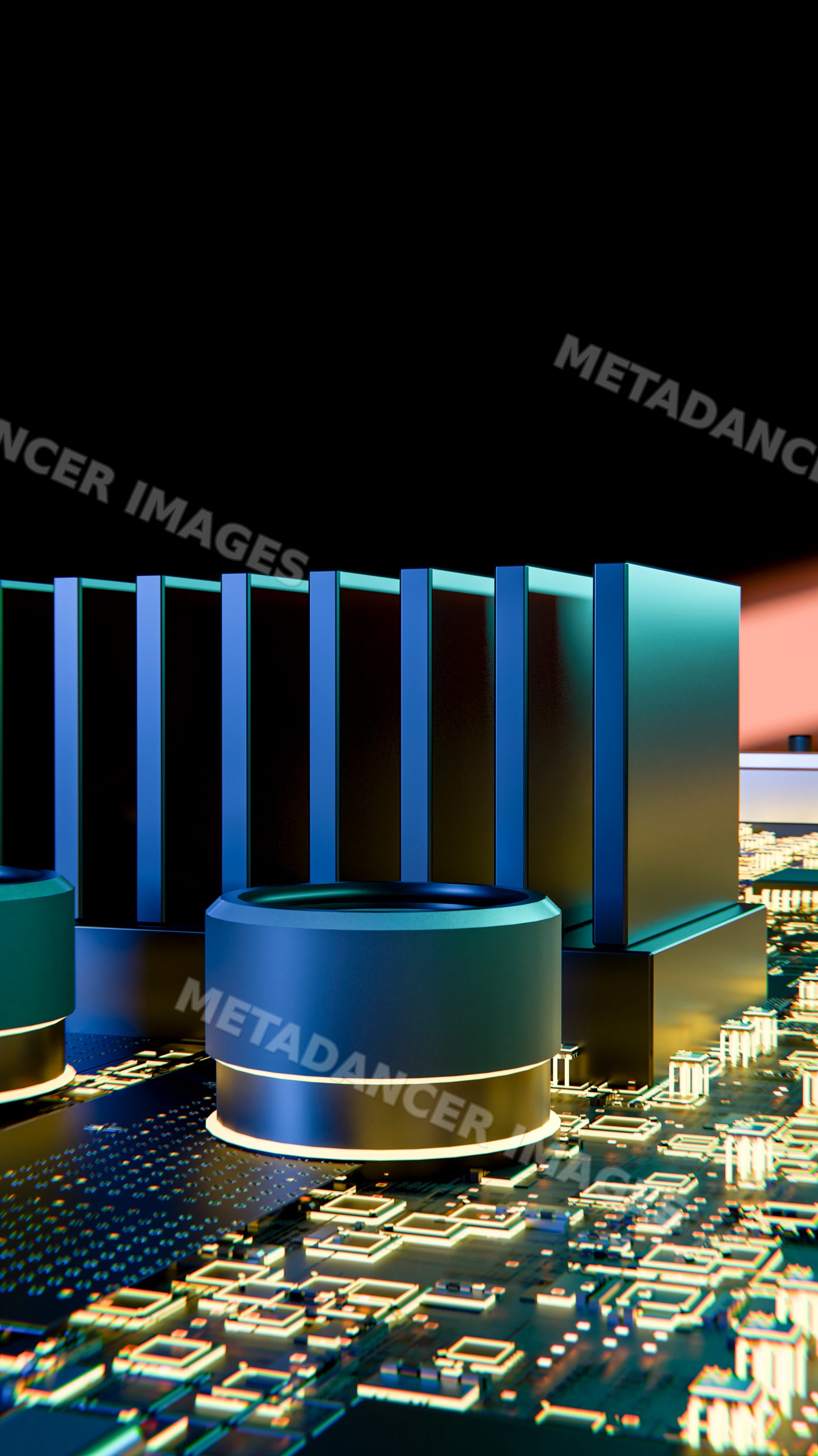 Processor chip on circuit board with electronic components