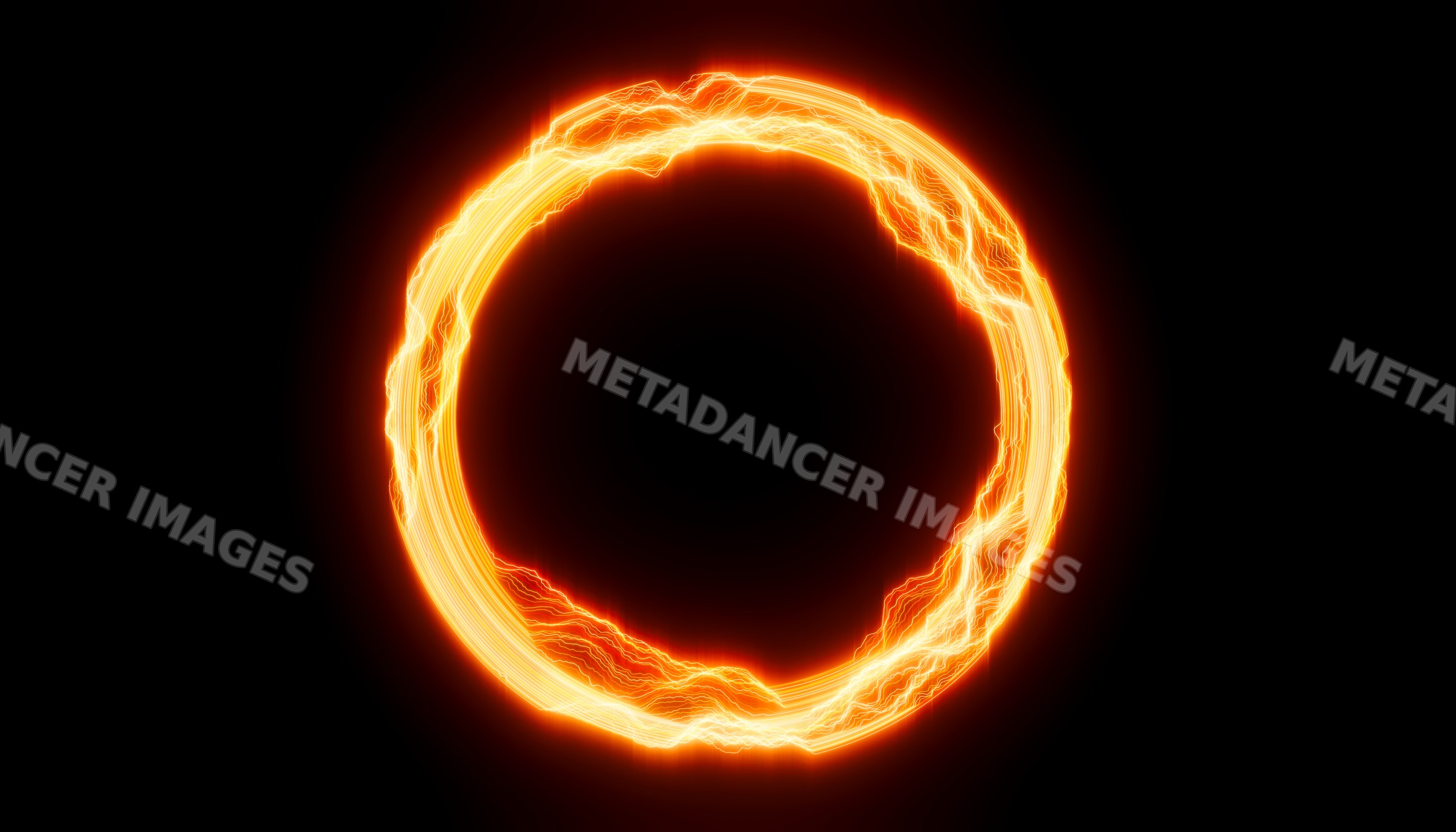 Electric glowing ring with vibrant orange light energy effect