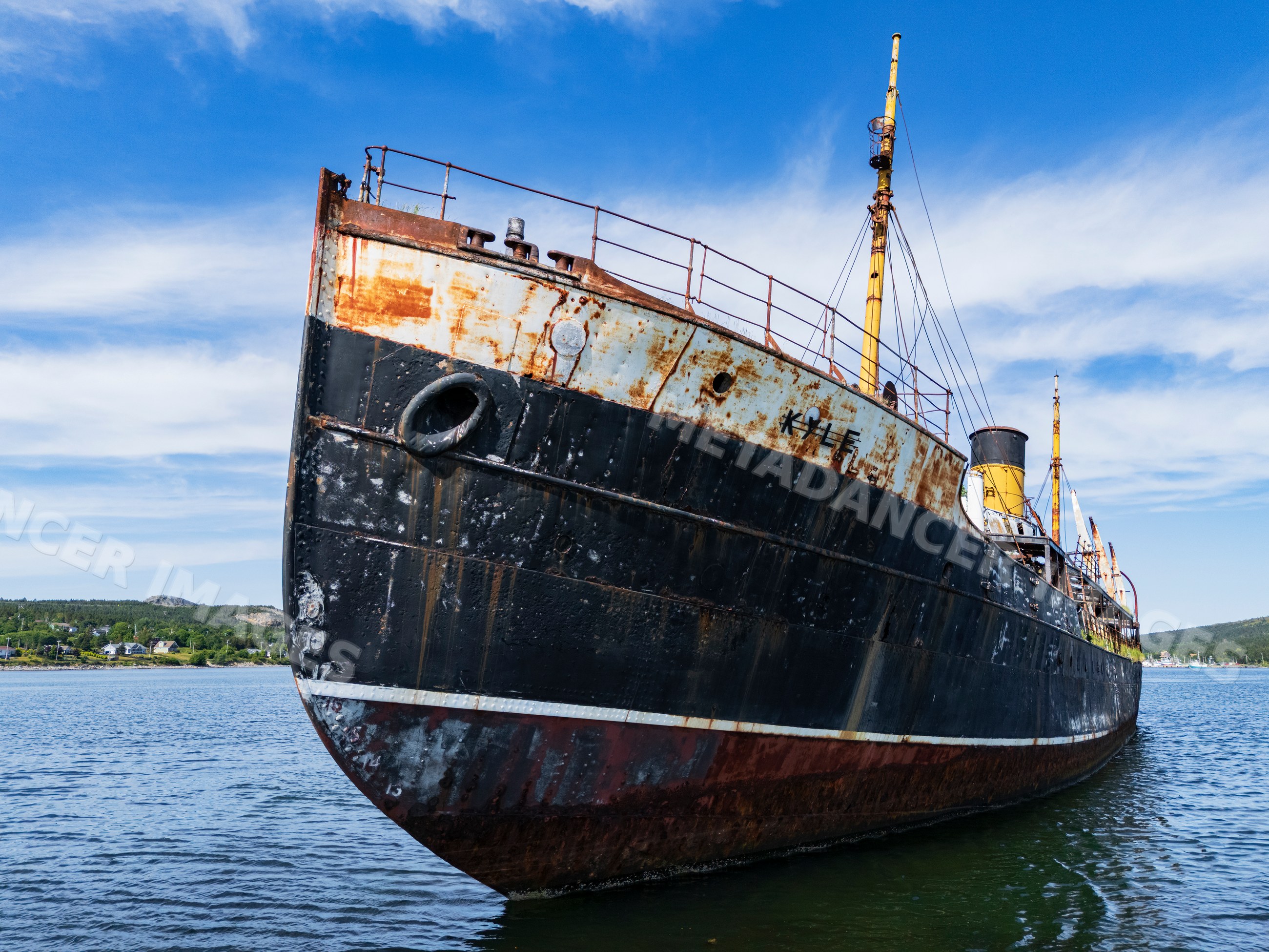 Rusting SS Kyle shipwreck at harbour grace, Newfoundland