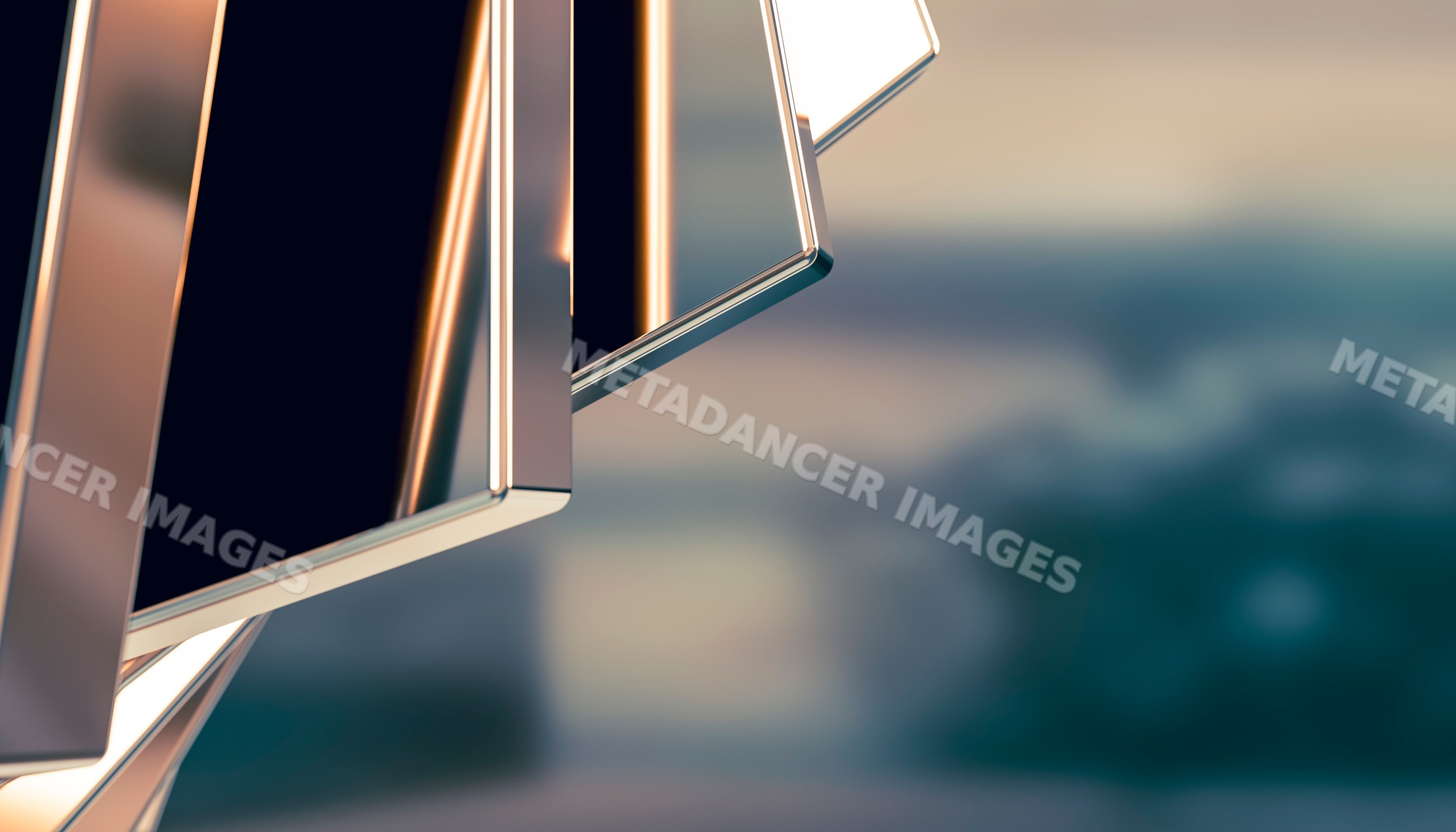 Close-up of reflective metallic panels in an abstract modern design