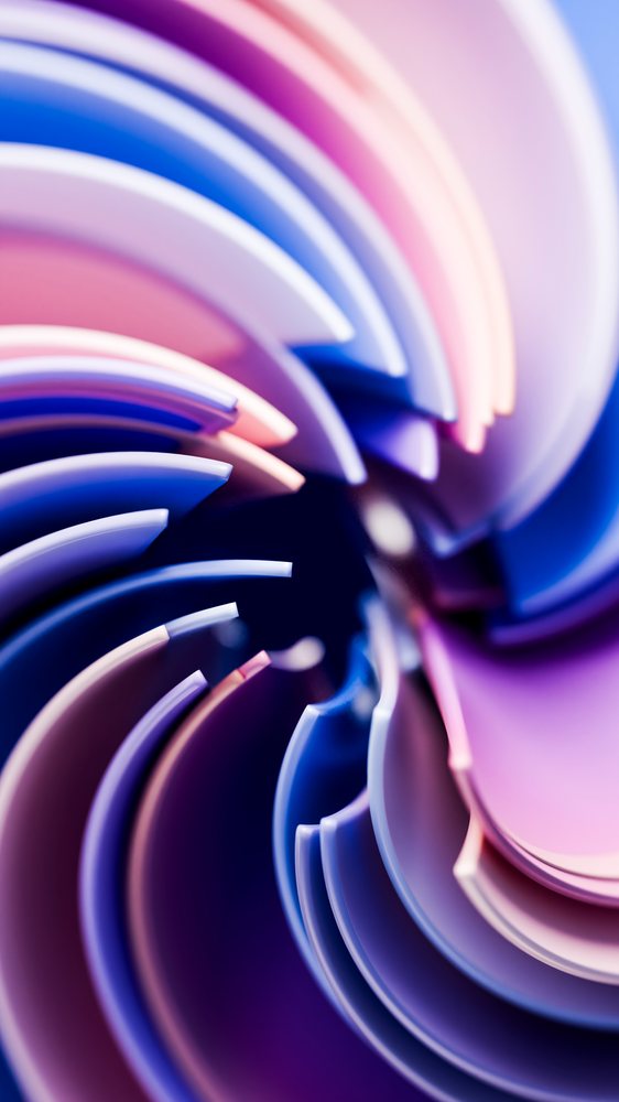 Abstract curved layers in blue and purple gradient digital