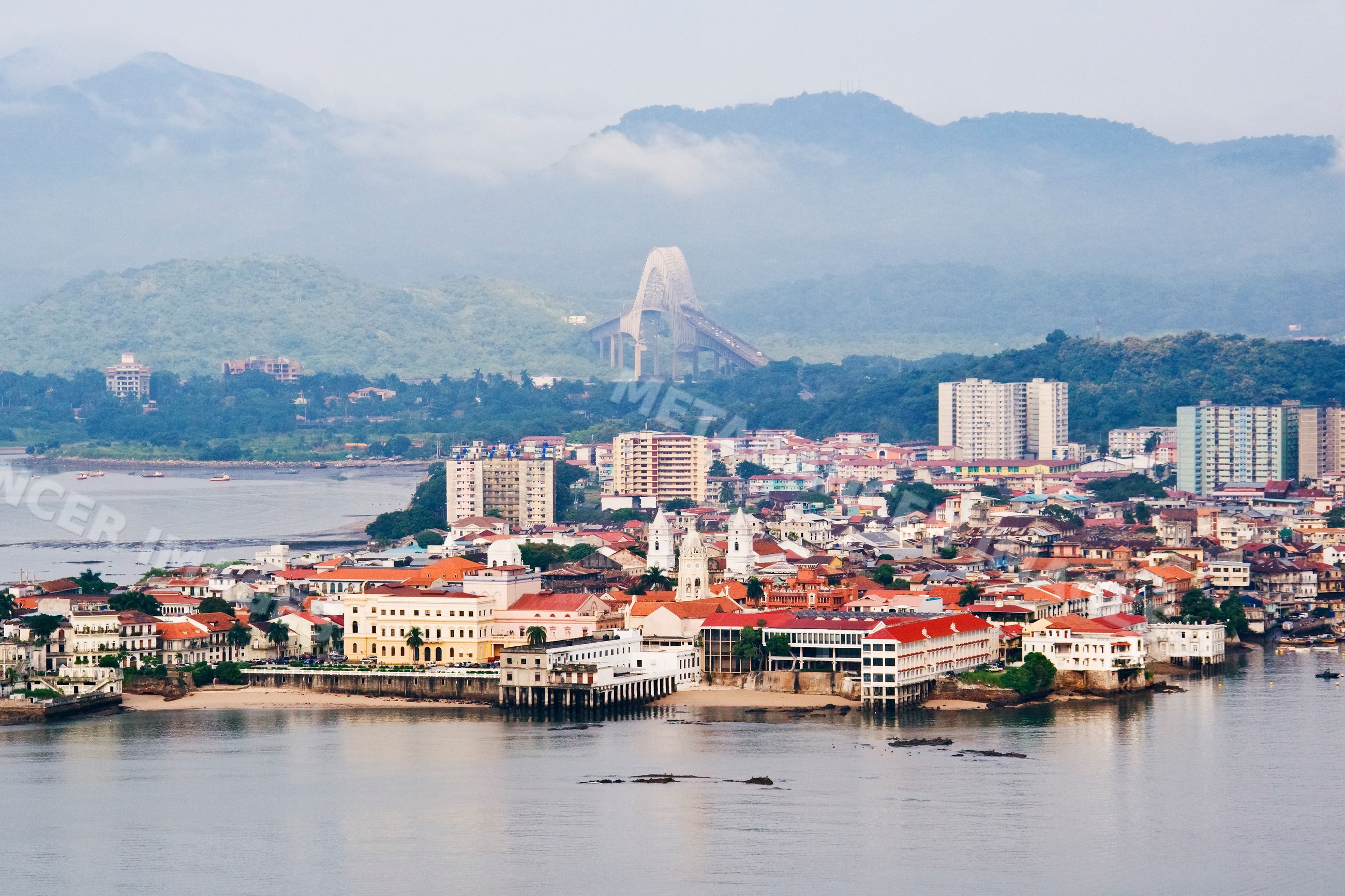 Casco viejo waterfront and bridge, panama