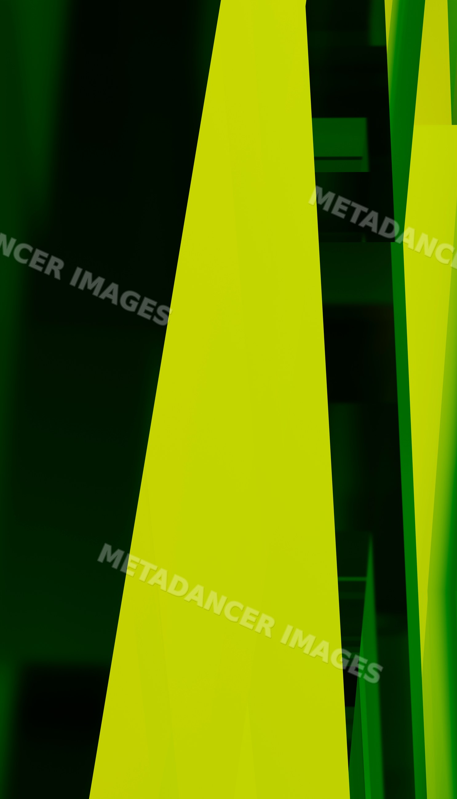 Abstract green geometric shapes and angular architectural forms