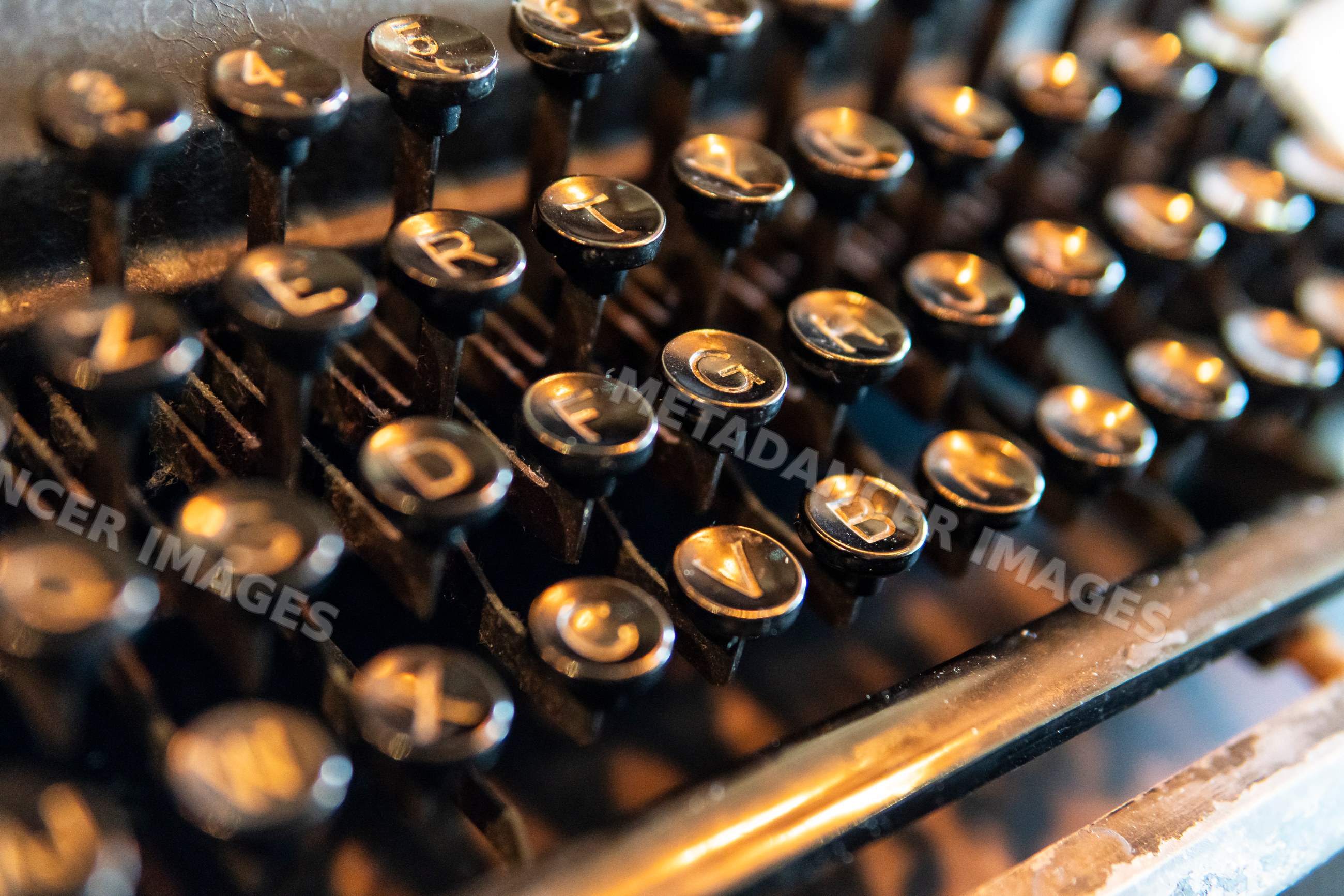 Close-up of vintage typewriter keys with retro style in Verdun, France