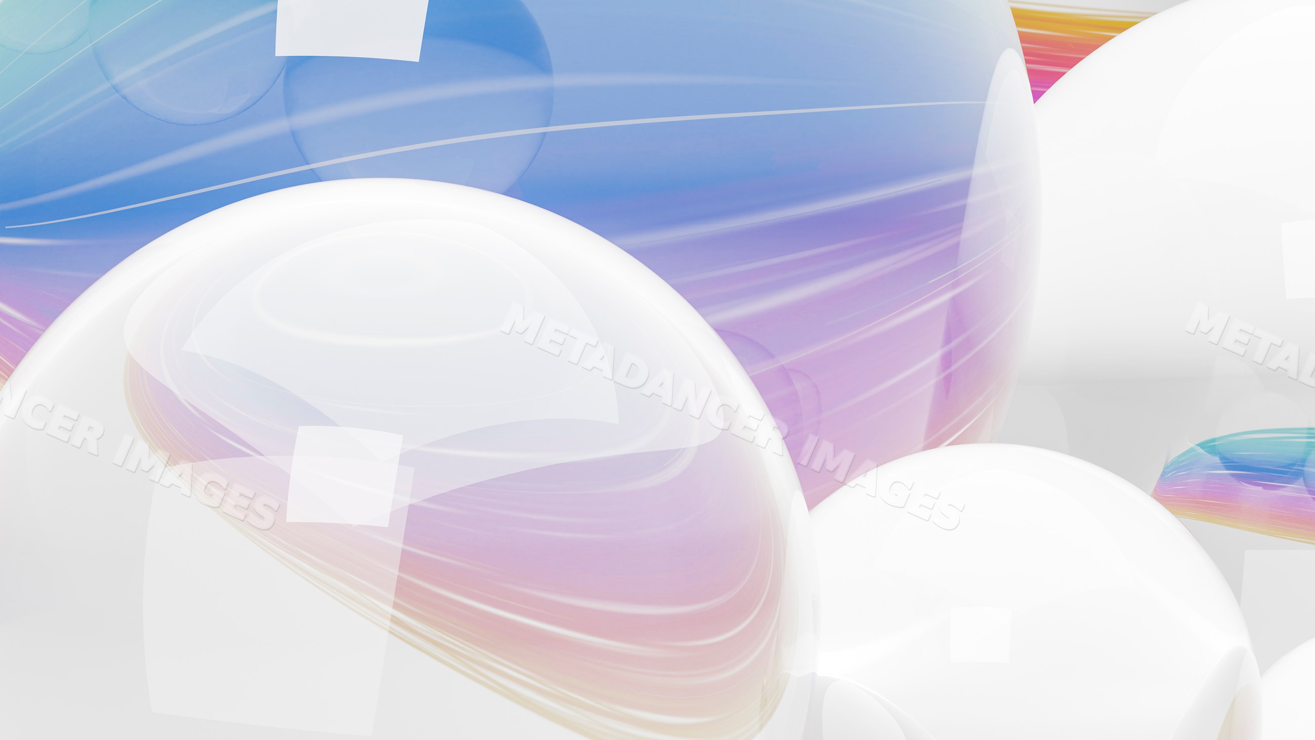 Abstract glass bubbles with colorful pastel reflections