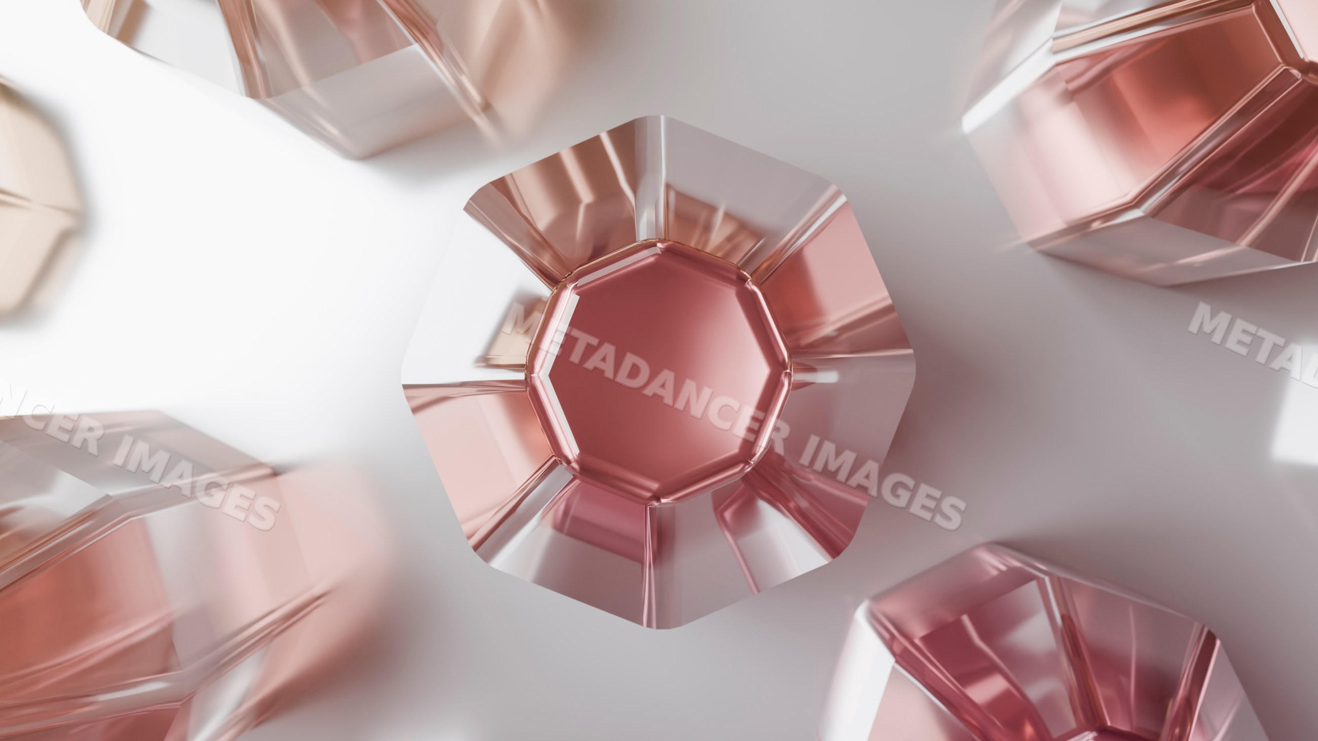 Octagonal pink jelly dessert pieces on white surface