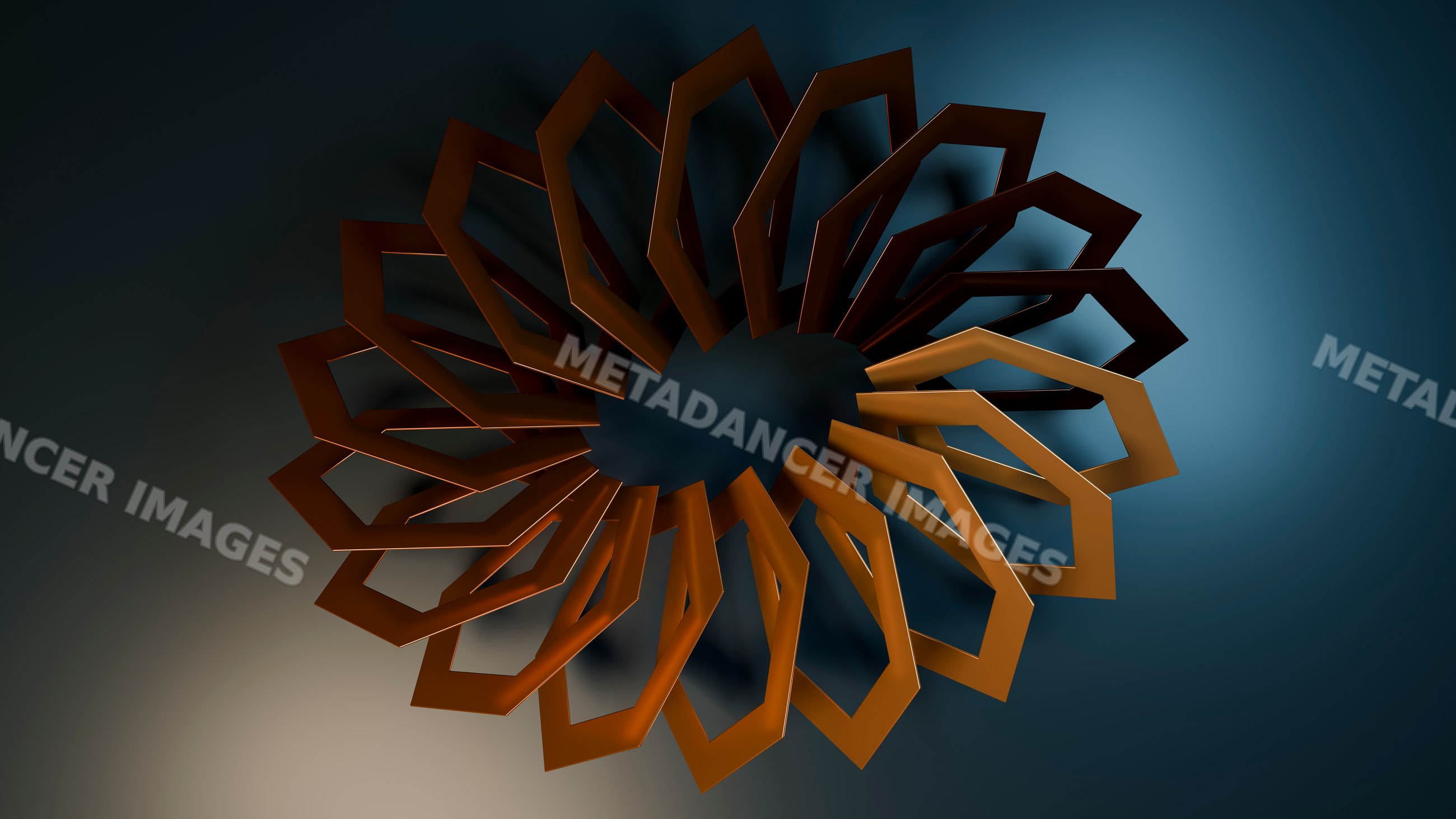 Abstract 3d hexagonal rings in circular geometric pattern