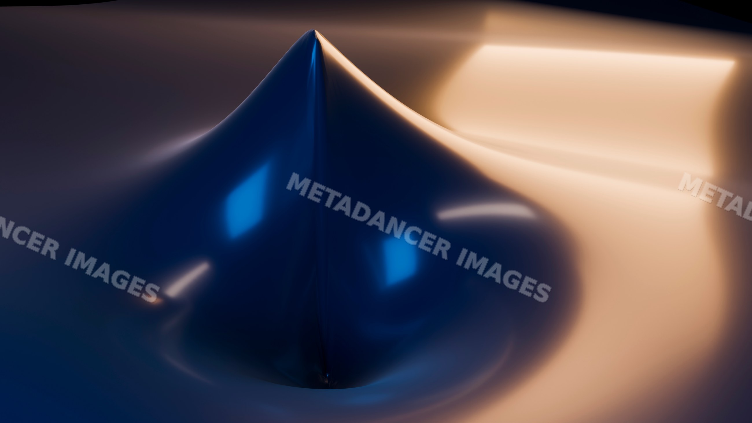 Blue viscous liquid peak with fluid motion and reflections