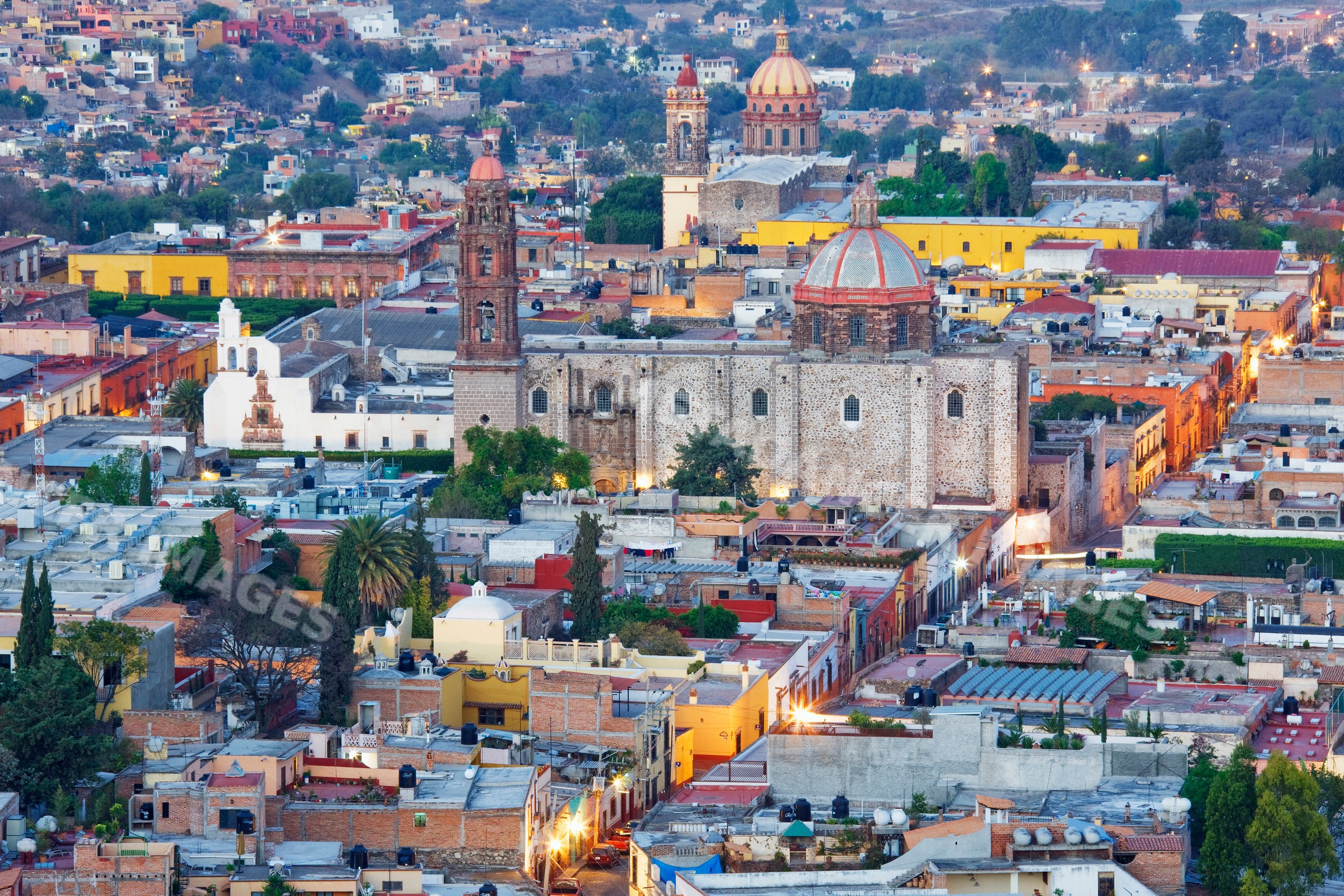 San miguel de allende cityscape with historic churches