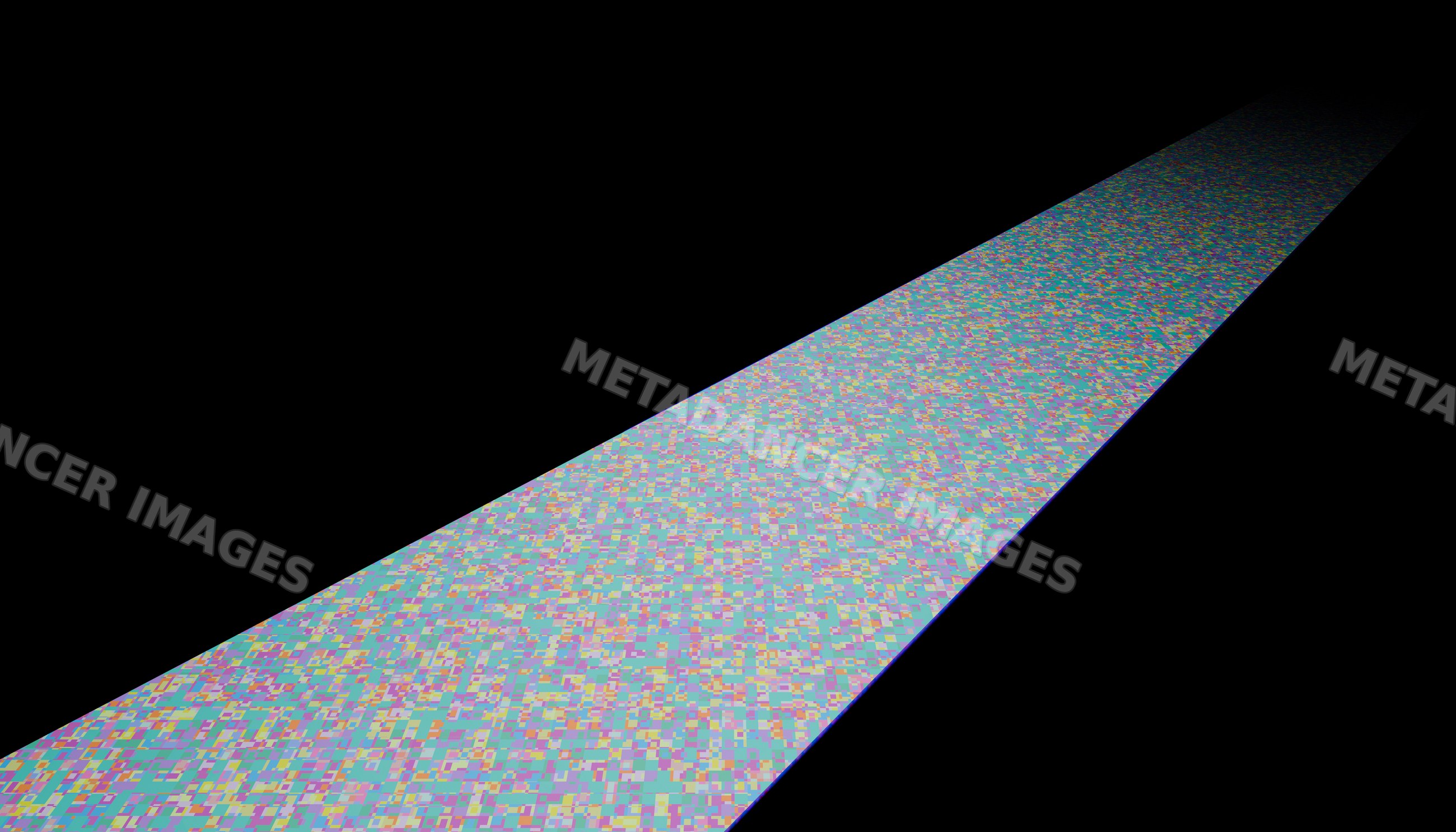 A long digital abstract colorful pattern strip extending into black