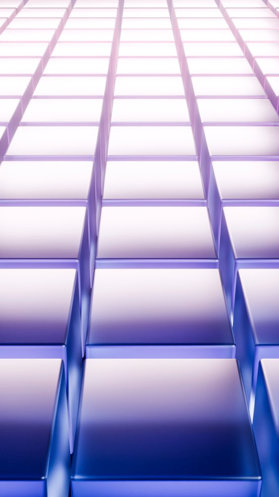 Blue and purple 3d cubes forming an abstract geometric pattern
