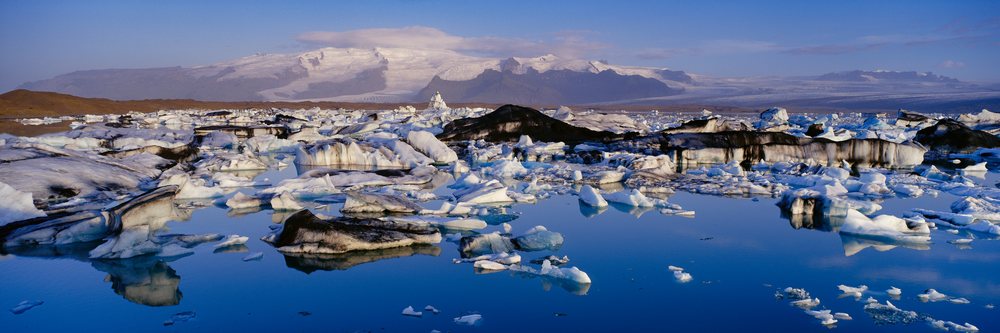 Glacier icebergs floating, iceland