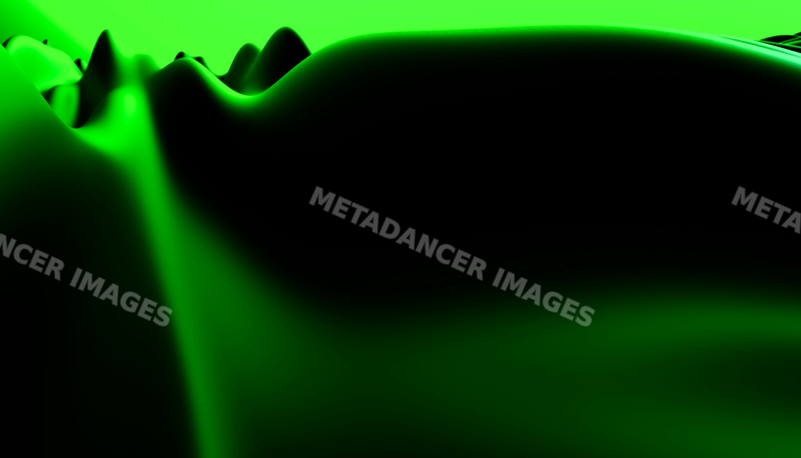Abstract green wave landscape with smooth curved hills and shadows