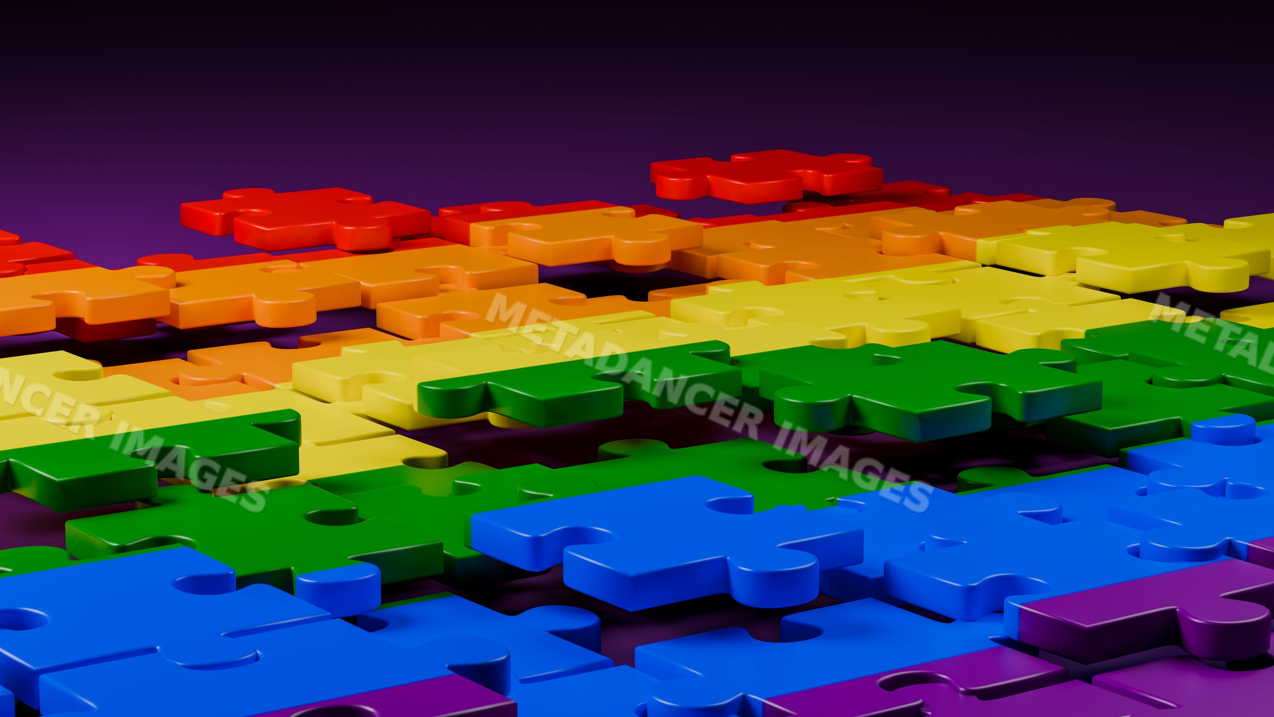 Colorful 3d illustration of interlocking puzzle pieces