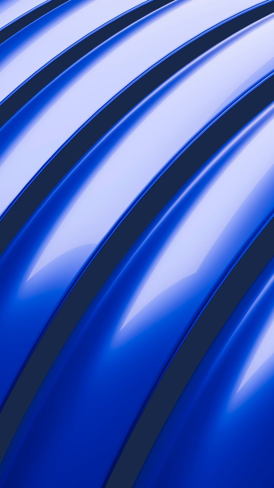 Abstract glossy blue curved shapes with smooth reflective surface