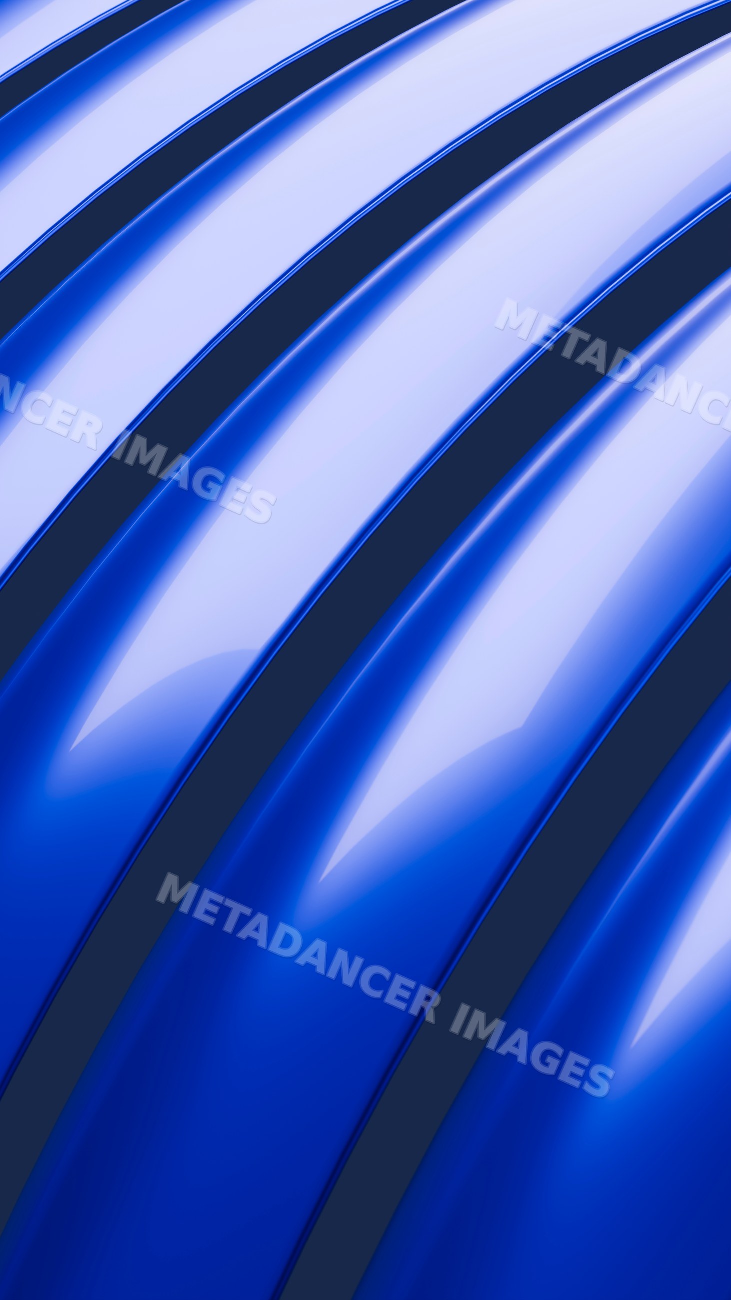 Abstract glossy blue curved shapes with smooth reflective surface