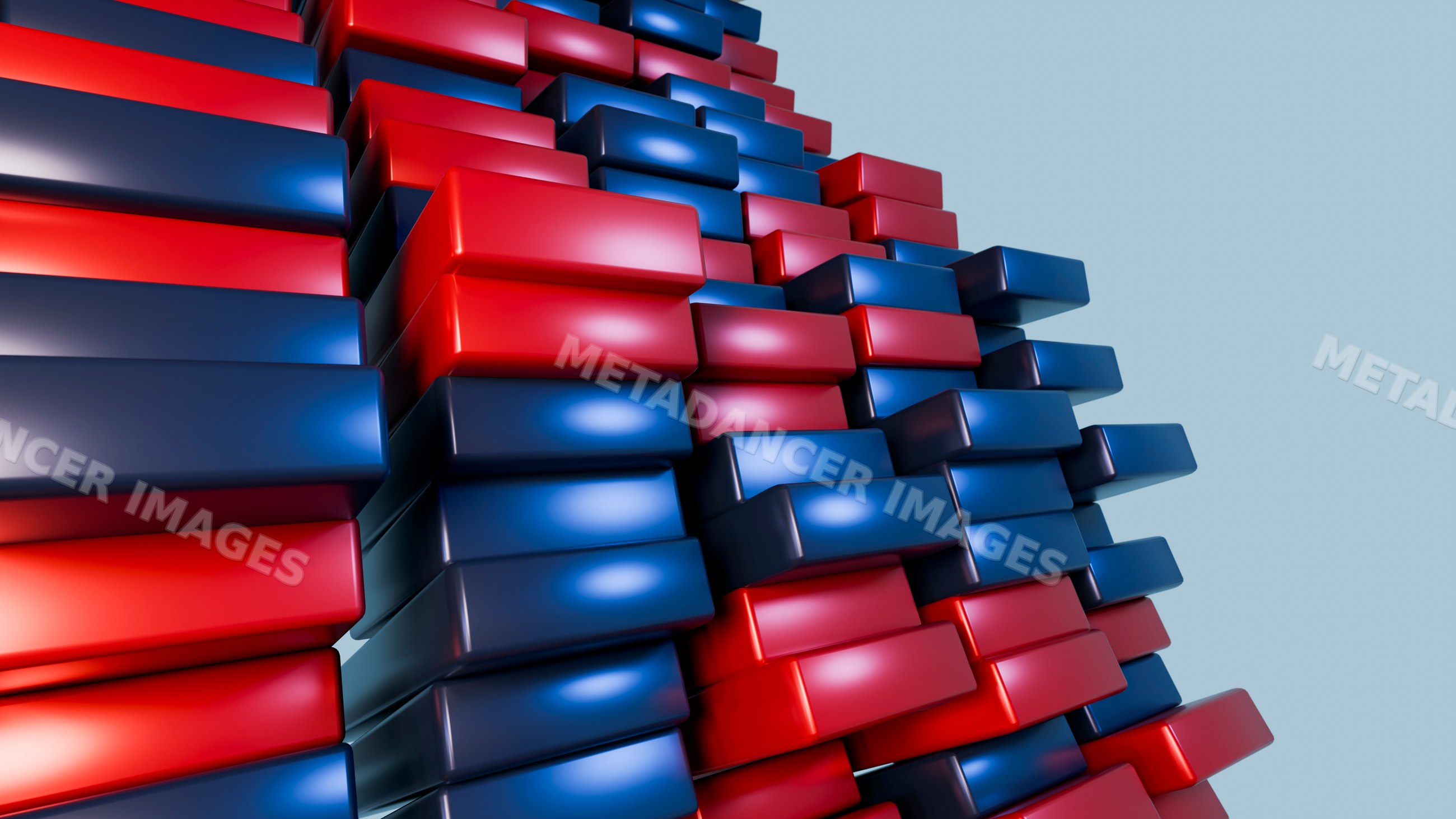 Abstract 3d red and blue stacked rectangular blocks