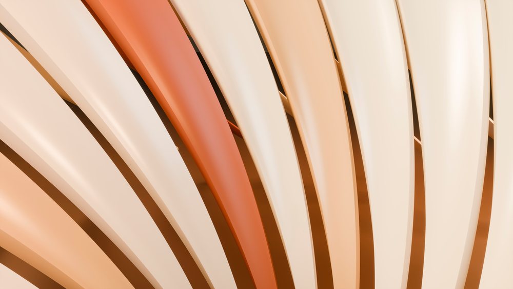 Curved ribbons in cream, peach