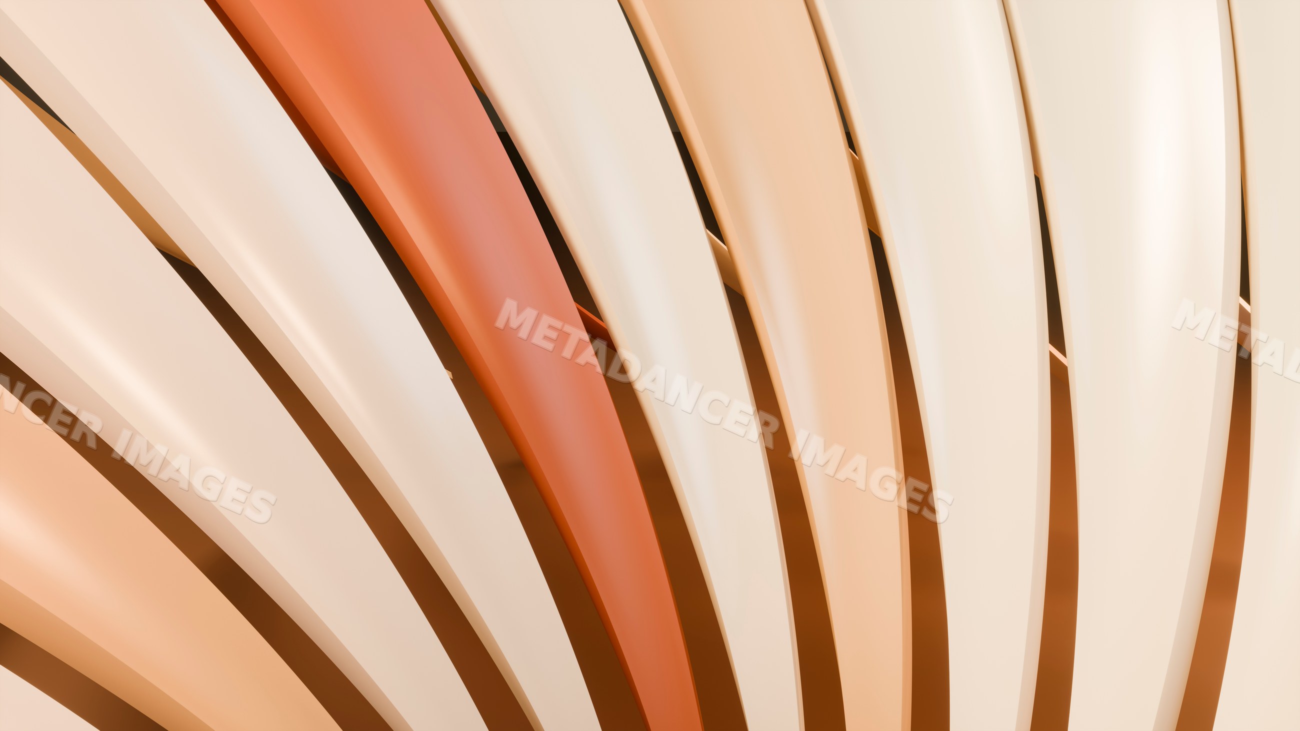 Curved ribbons in cream, peach