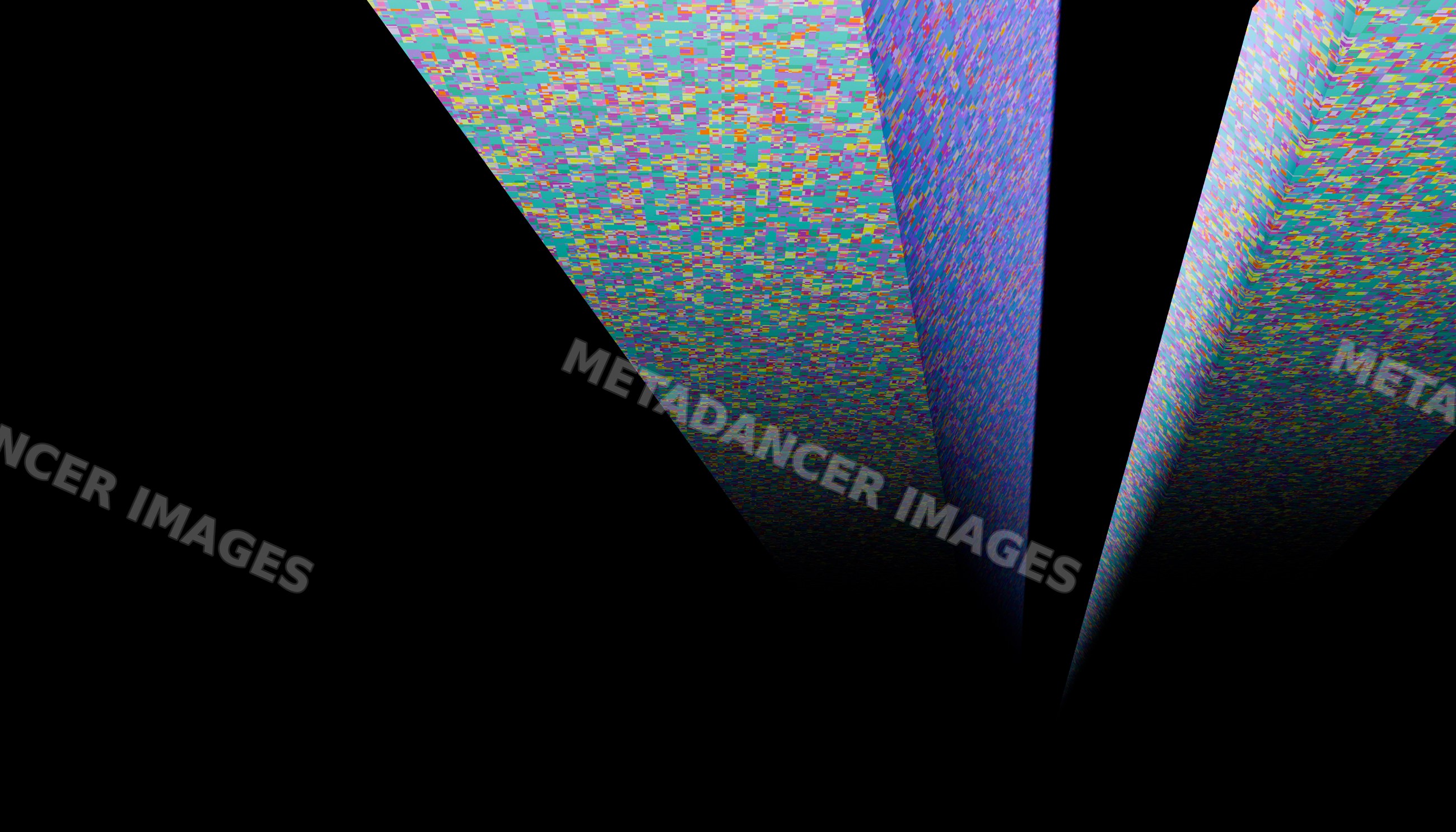 Abstract digital colorful pixelated geometric blocks floating