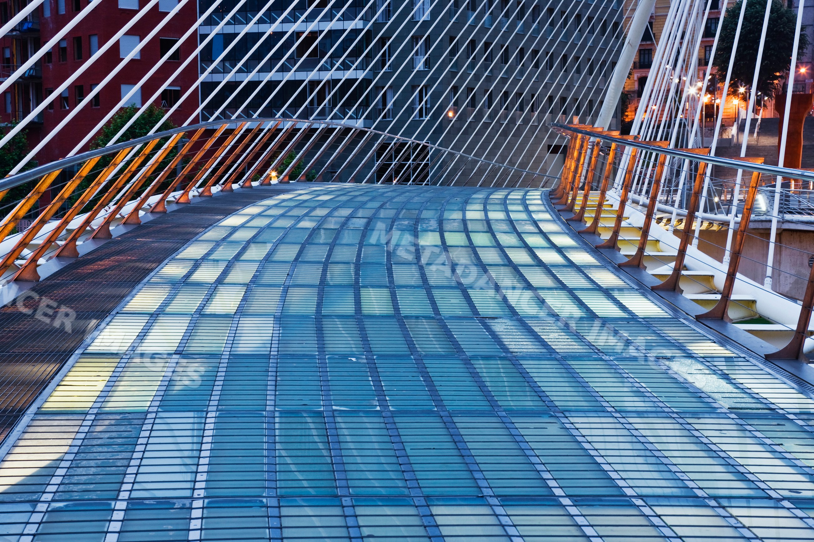 Zubizuri pedestrian bridge with glass floor Spain