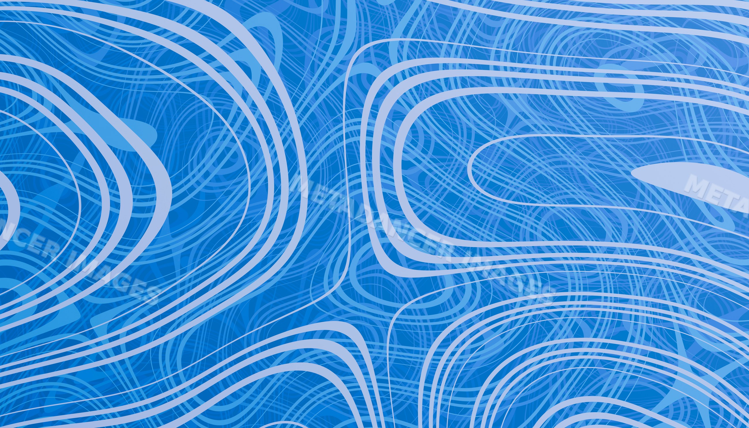 Digital abstract design with layered curving blue lines and flowing