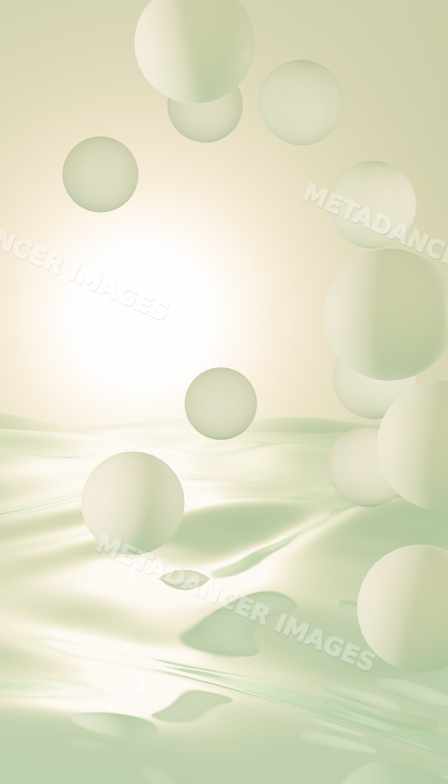 Abstract digital rendering of glowing floating spheres over smooth