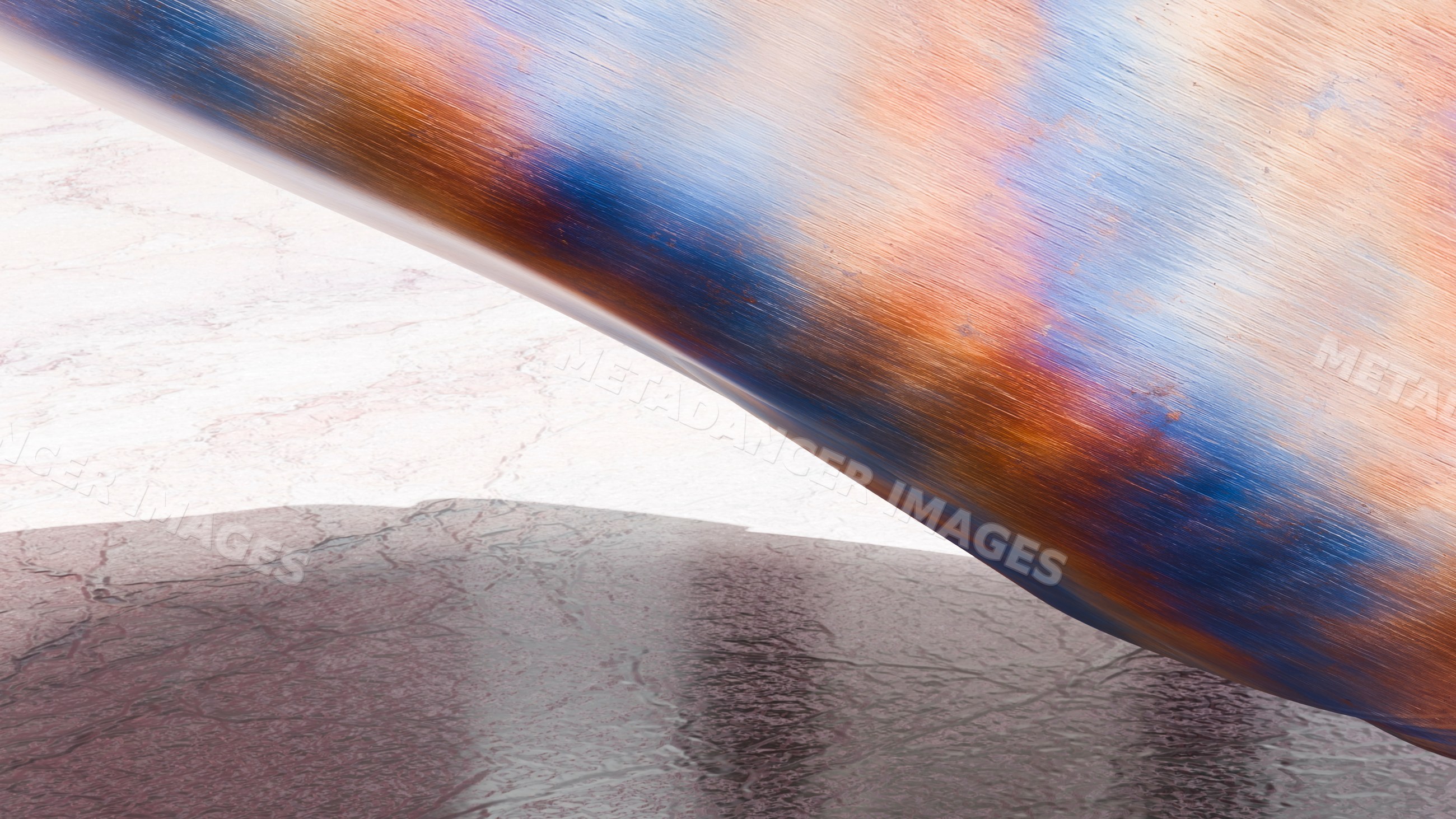 Rusty colorful oxidized metal surface close-up with blue and orange