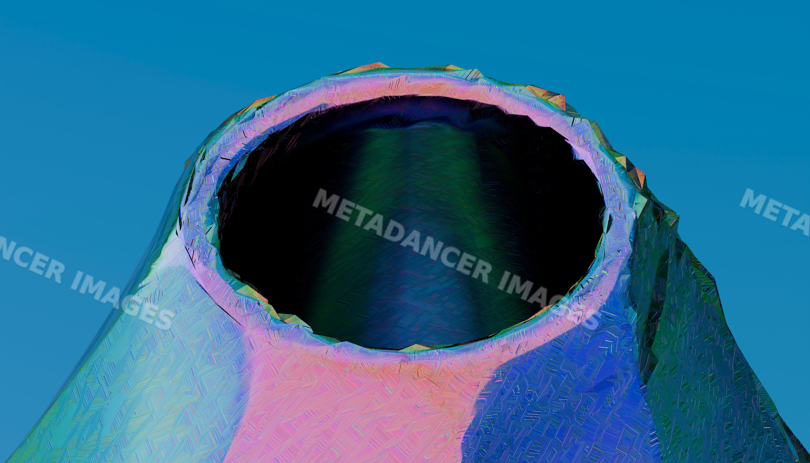 Close-up of round steel pipe end with textured metallic surface