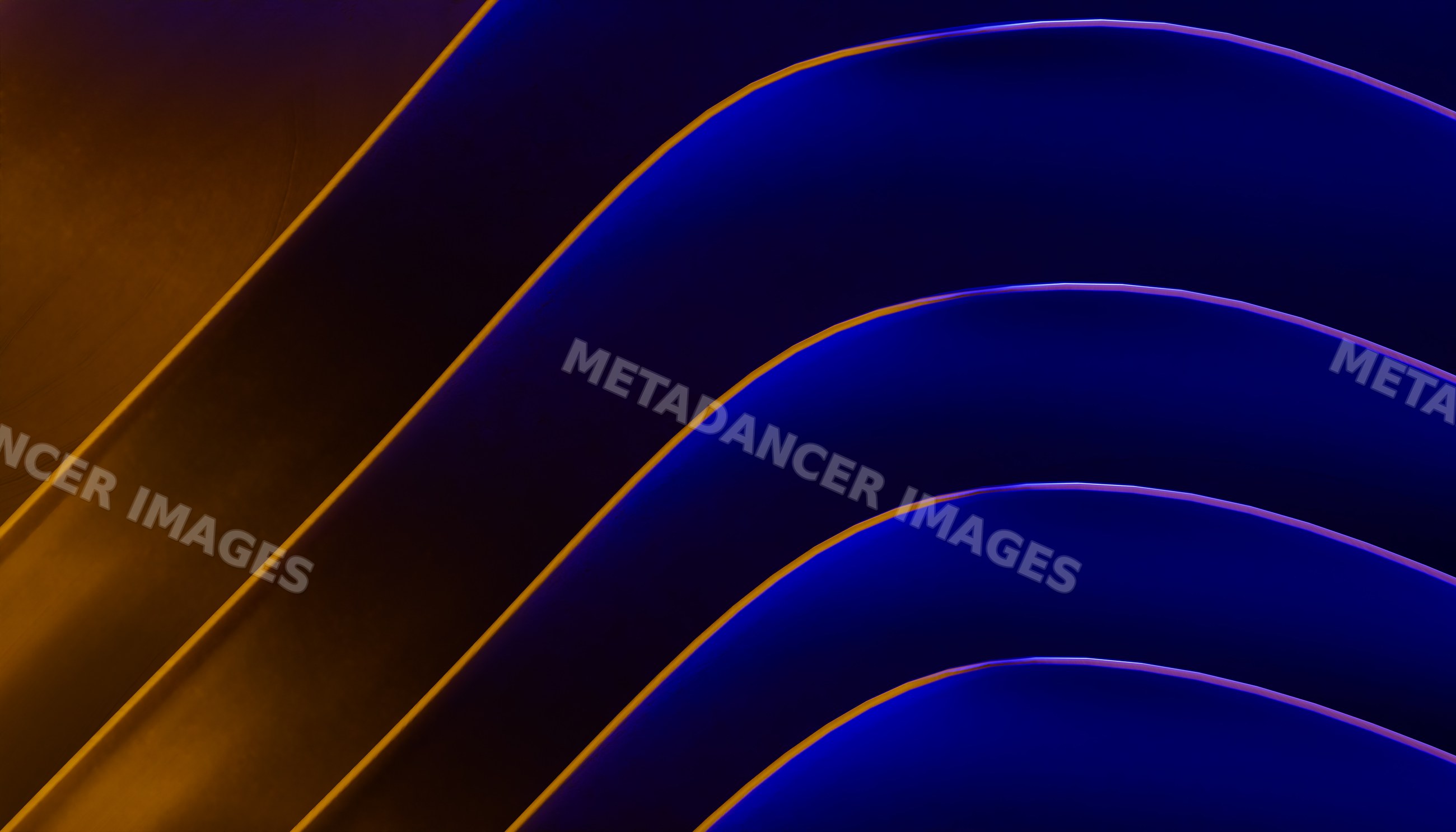 Abstract render of flowing curved blue and yellow waves