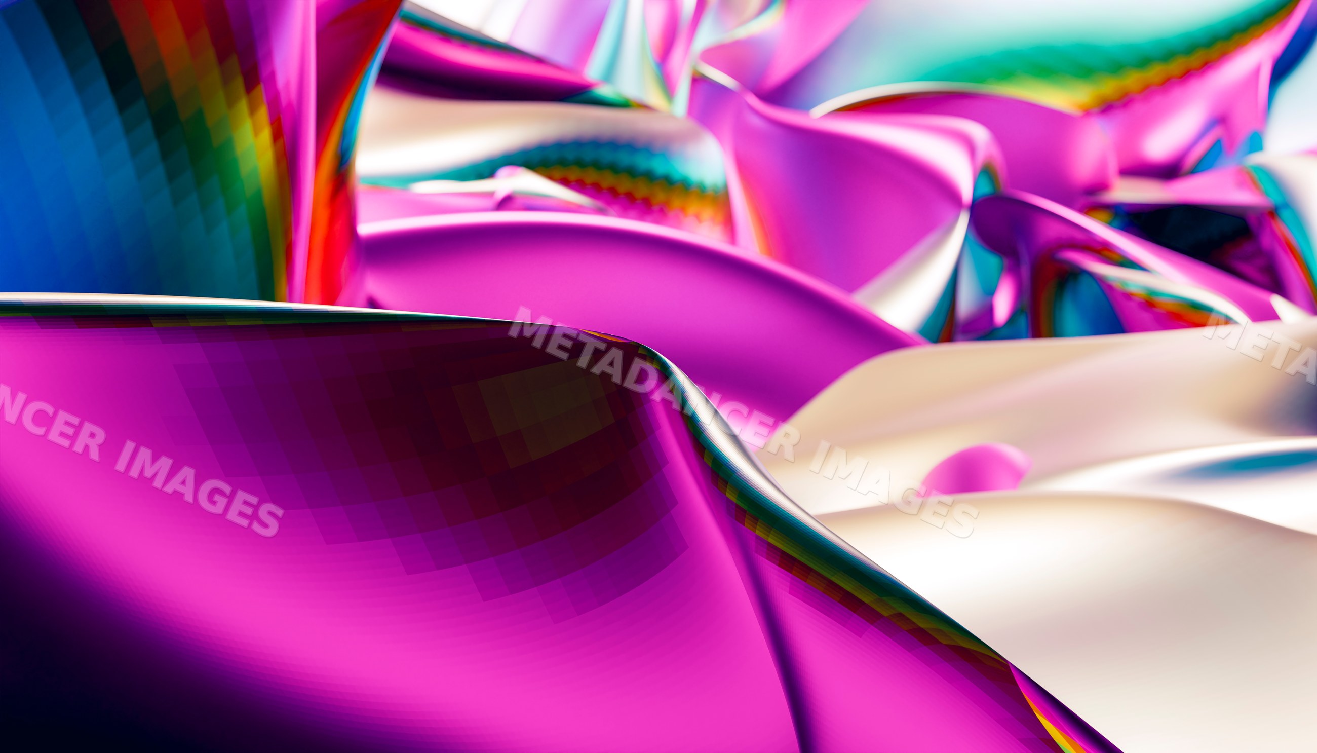 Colorful digital abstract 3d artwork with smooth curved shapes